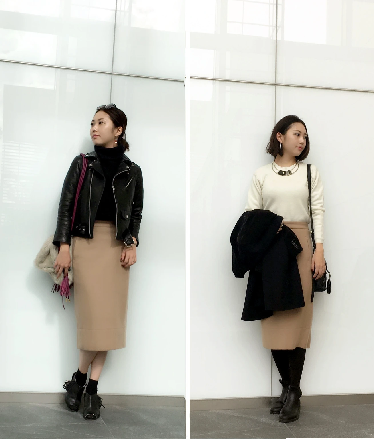 パンツ派女子にもオススメ!万能ベージュスカート×ZARAアイテムでつくる着まわし×2コーデ♥♡