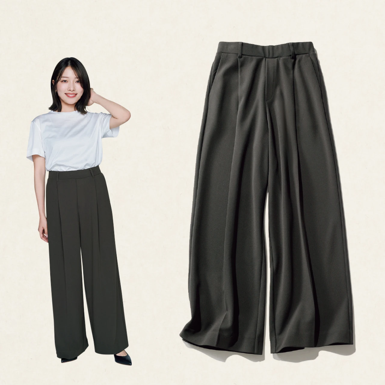 【骨格タイプ別・似合うワイドパンツ】ストレートタイプは広がりすぎないセミワイドパンツがおすすめ!