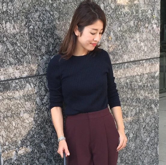 【お仕事服スナップ】パンツスタイルに「ボルドー」で可愛げ盛り♥︎