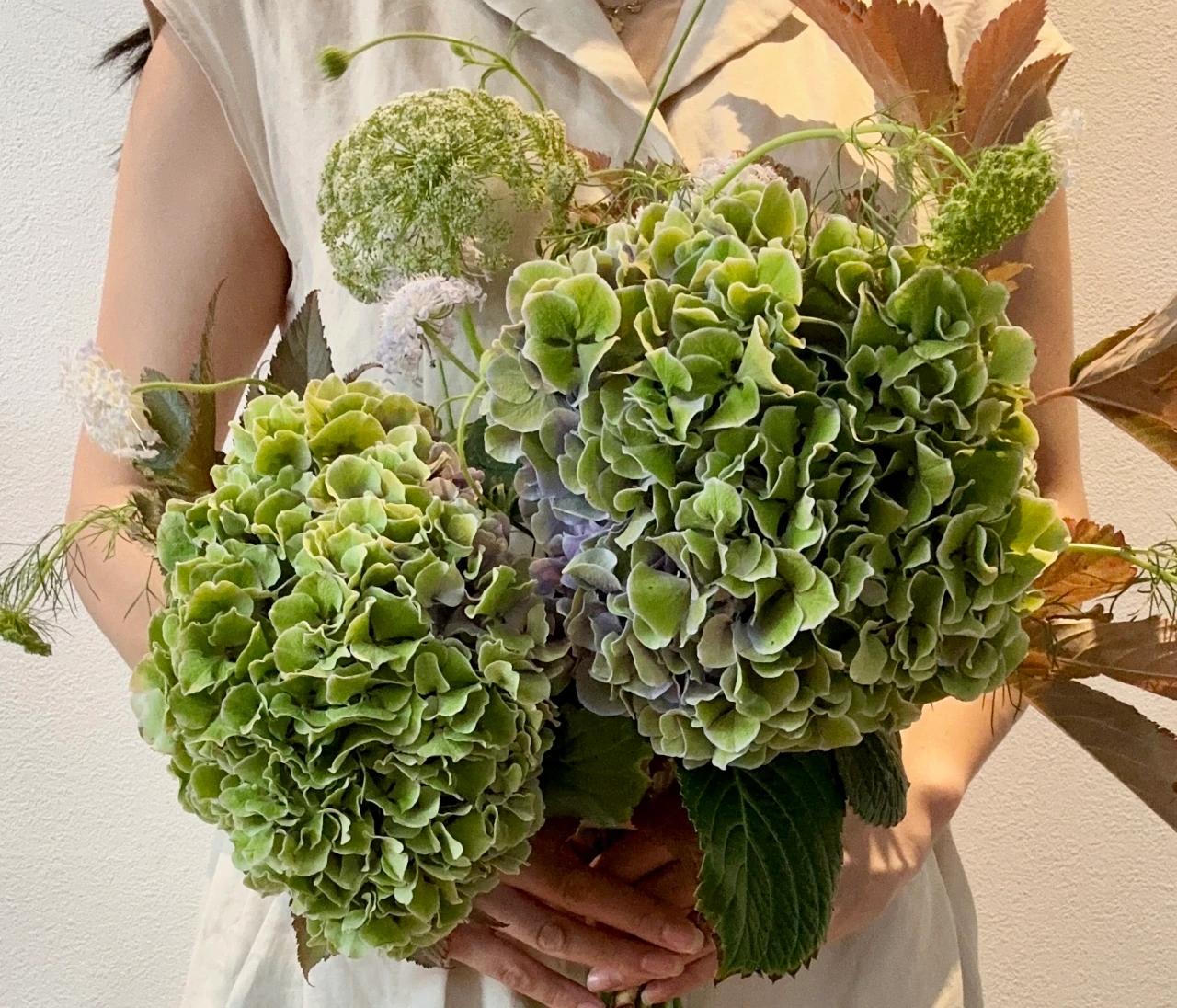 花束Vol.5｜初秋に似合う、グリーン紫陽花の花束