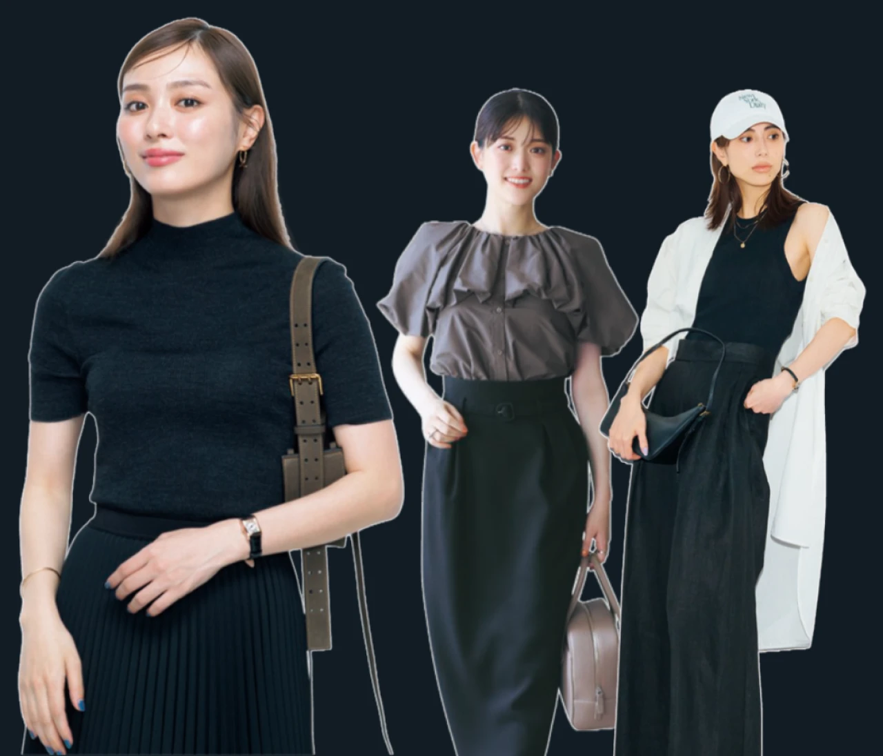 【最新】30代・40代 レディース黒コーデ20選！　オールブラック、黒トップス、黒ボトム…大人女子は夏でも黒を積極活用