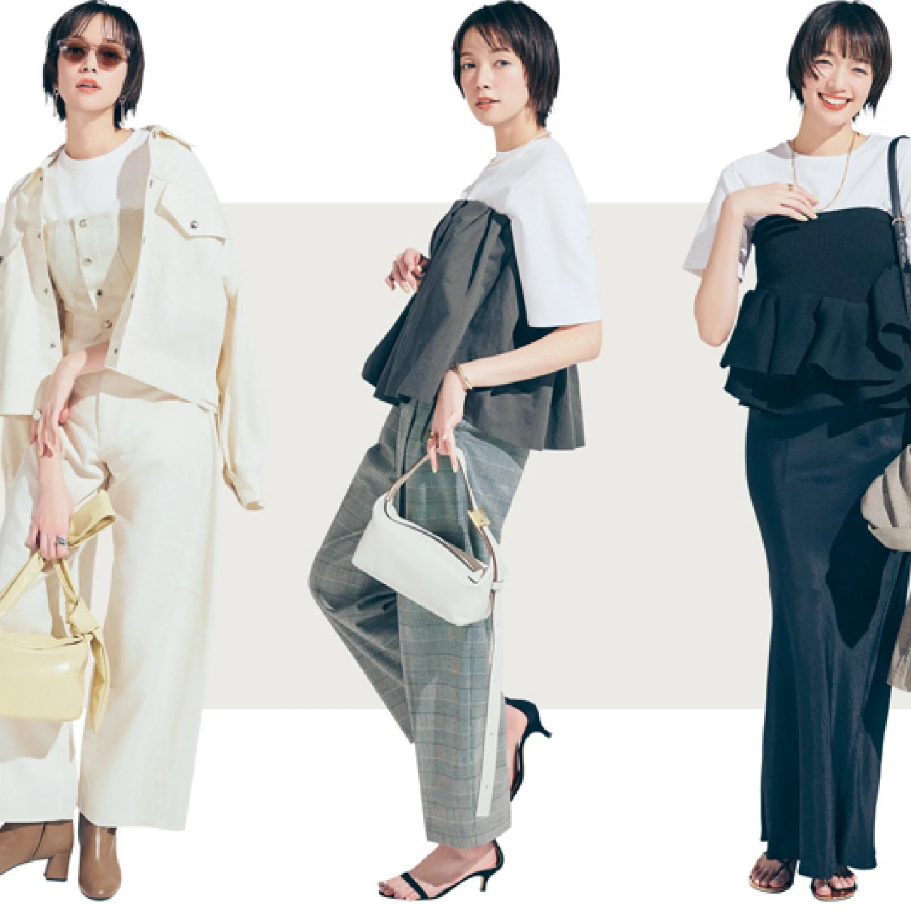 【定番の白T、夏トレンドコーデ】奥行きと洒落感が生まれる “ビスチェ”をレイヤード