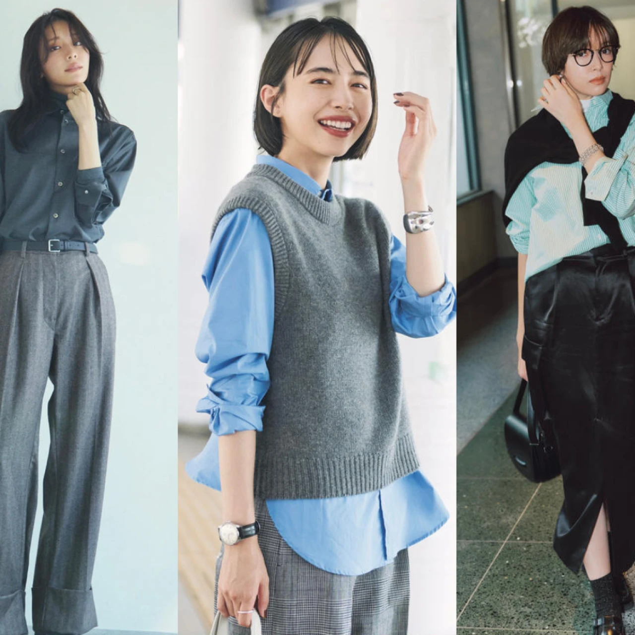 【2026年春】大人女子 最旬「シャツコーデ」28選。 ブルー、ストライプ、カラー…春の陽気に似合うシャツの着こなしをまとめ。