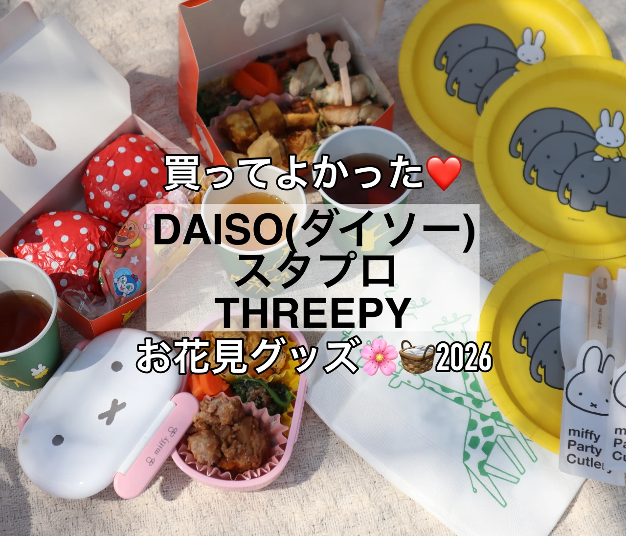 【ダイソー・スタプロ・THREEPY】で揃う！買ってよかった❤️お花見グッズ〈2026〉