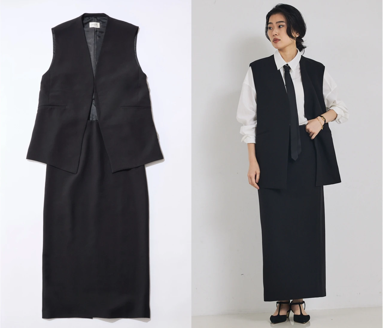 着心地ラクなのにきれい見え【ルージュ・ヴィフ ラクレ】のジレセットアップが登壇シーンに最適！｜好印象が狙える“最旬”登壇服 Vol.7