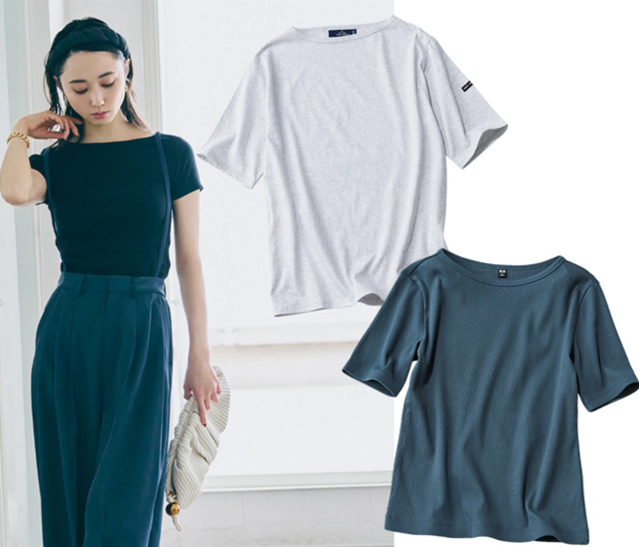 【きれいめ派におすすめのTシャツ】デコルテから肩のラインまで美しく“ボートネック開き”Tシャツ