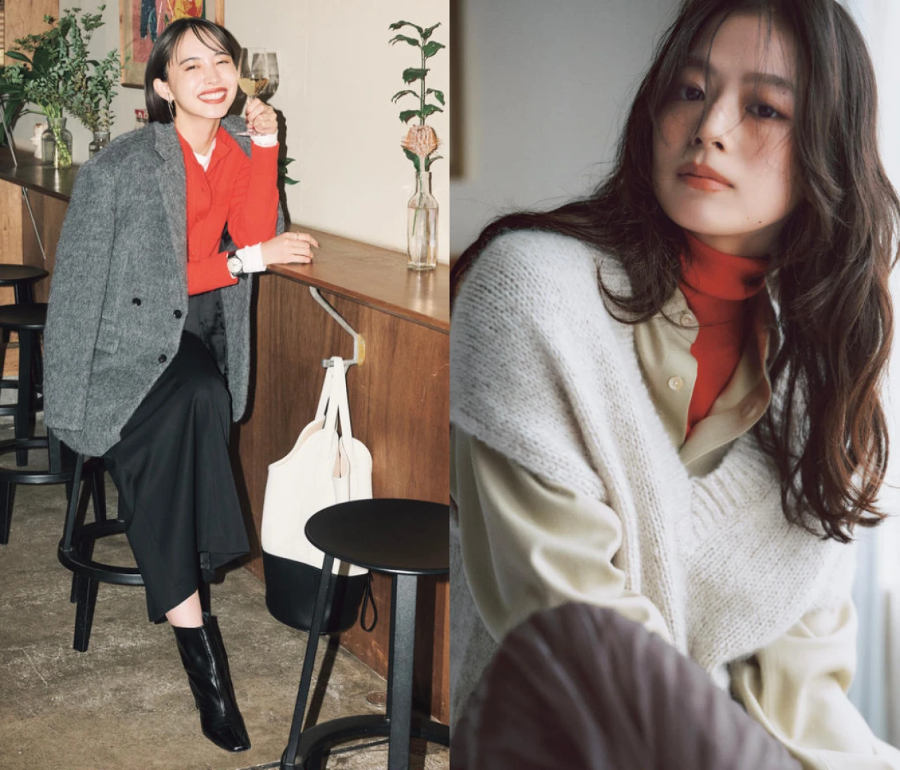 【2026年】レディース 赤ニットコーデ21選。大人女子はアウターを脱いでも、1枚でも重ね着でも“赤”を素敵に着こなす。