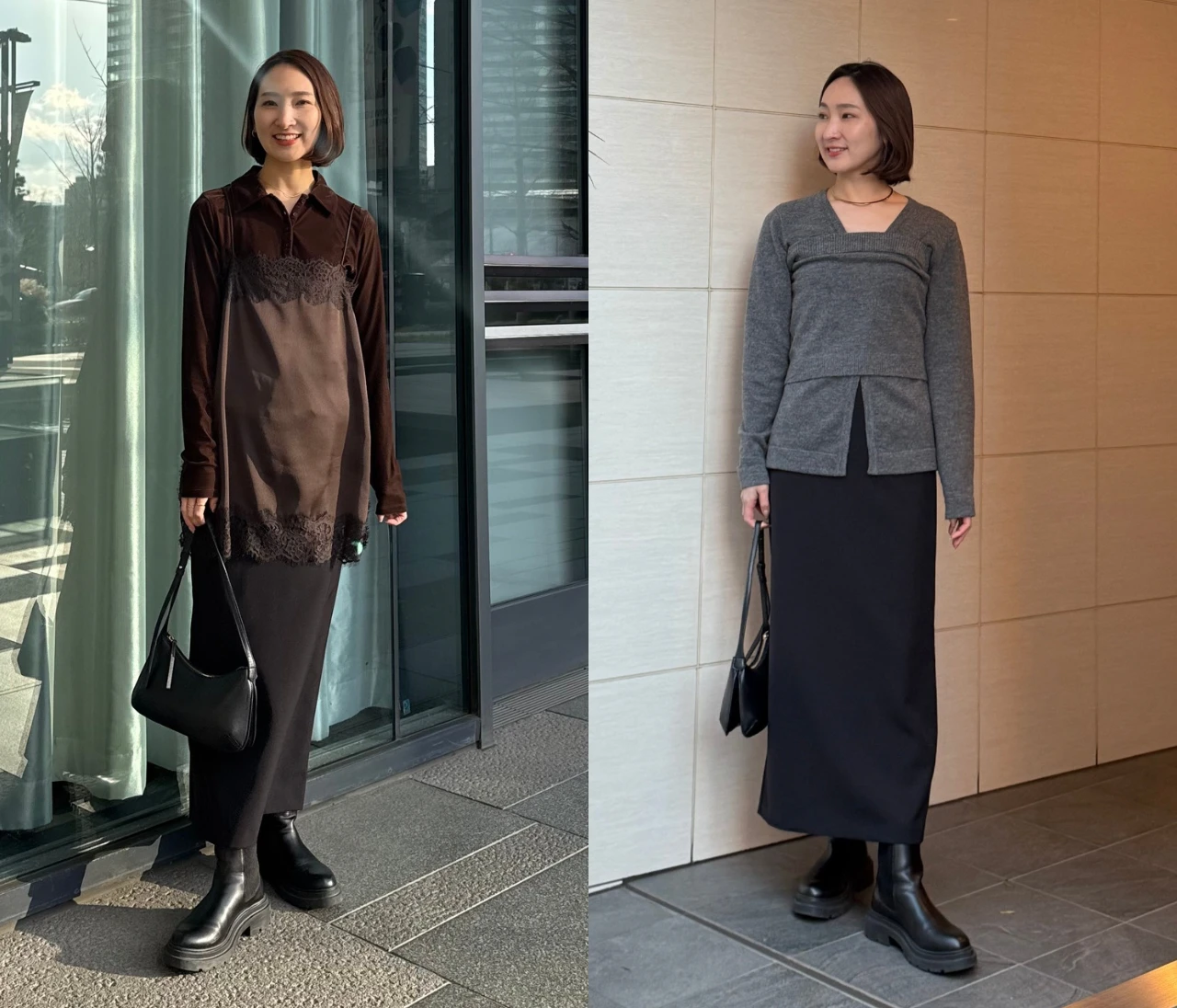 【冬コーデ】CODE Aブラックタイトスカートの着回し2選！高身長コーデ