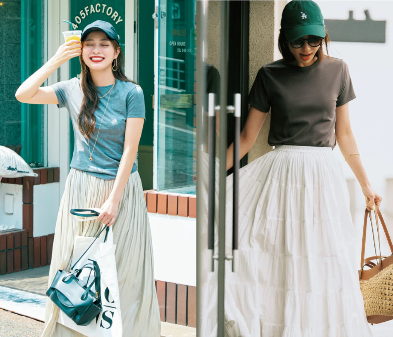 大人女子の定番「Tシャツ×スカート」コーデ19選。夏の着こなしは“華やぐ楽ちん”が外せない！