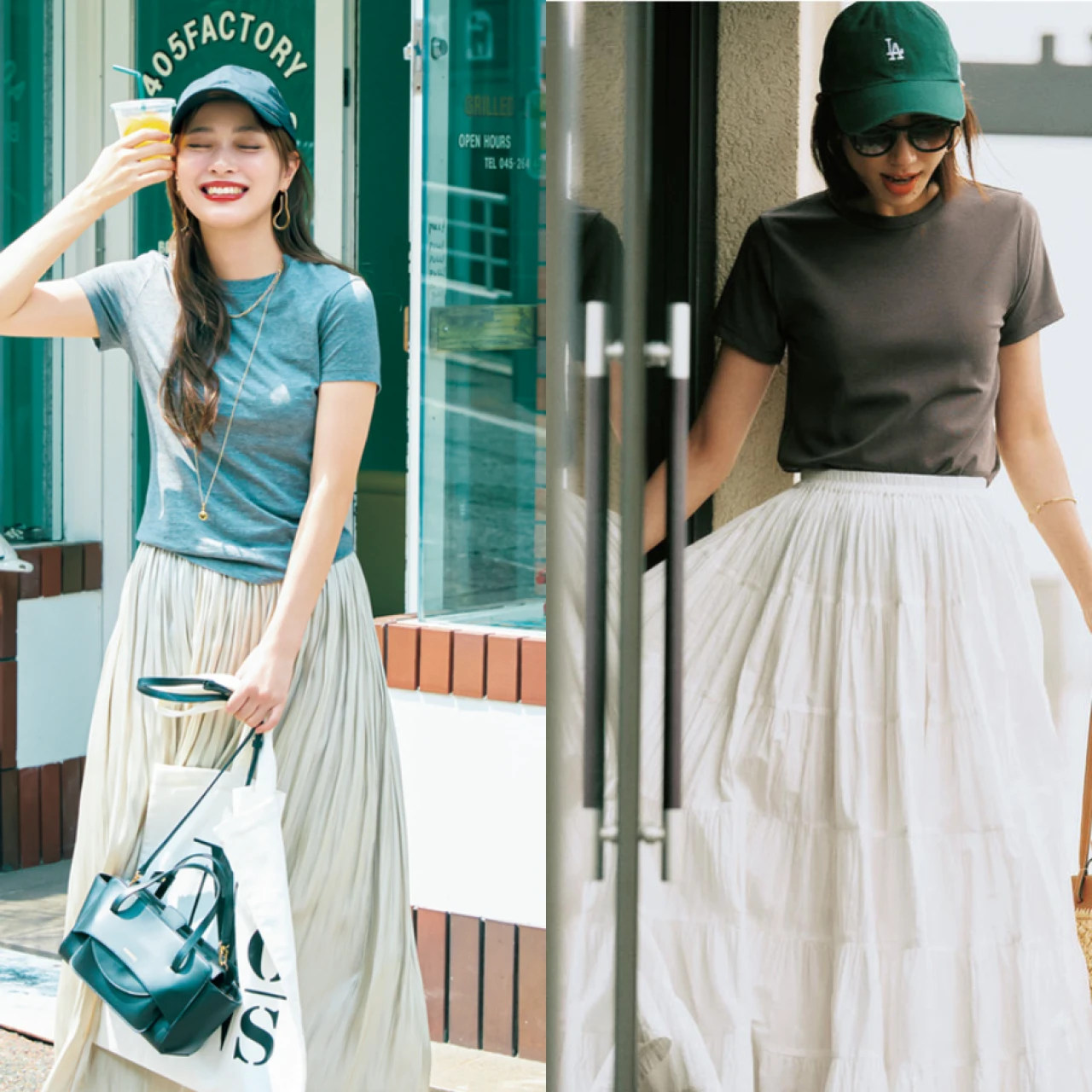 大人女子の定番「Tシャツ×スカート」コーデ19選。夏の着こなしは“華やぐ楽ちん”が外せない！