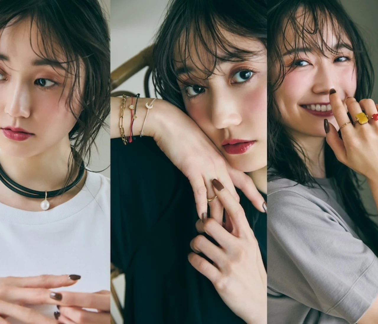 【無地T×ジュエリーコーデ4選】色石、コードブレス、ダイヤモンドのイヤカフ・・・シンプルTシャツにはジュエリーで遊び心をプラス！