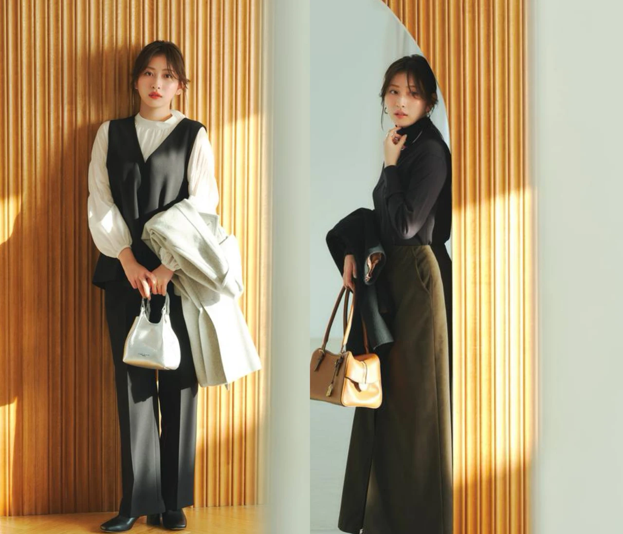 【植村あかり初登場!】会食の日のお悩みをスタイリストが解決! 「顔まわりを明るい印象にしたいけれど、汚れも気になる!」「手持ちのトップスでも簡単に華やかになれる?」