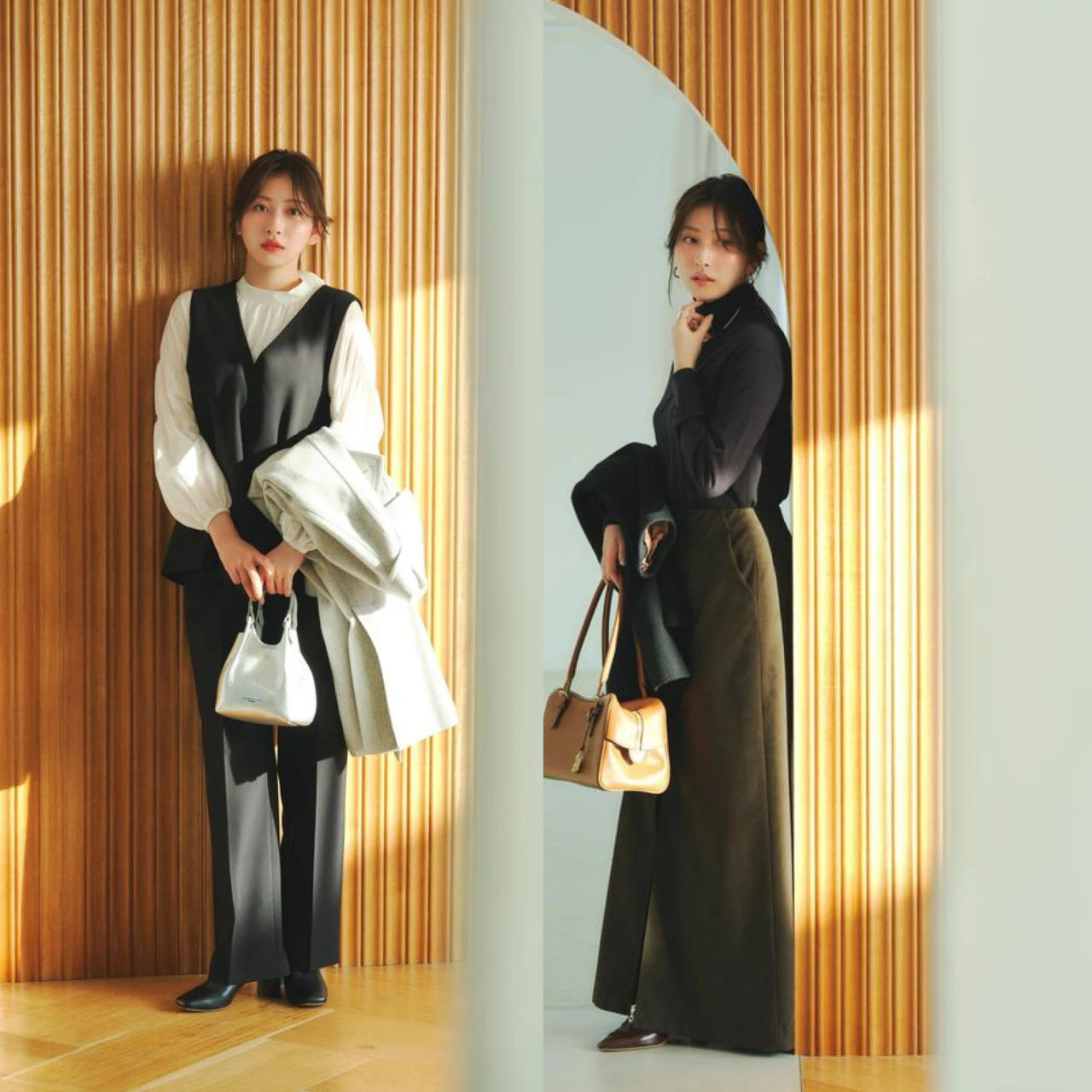 【植村あかり初登場!】会食の日のお悩みをスタイリストが解決! 「顔まわりを明るい印象にしたいけれど、汚れも気になる!」「手持ちのトップスでも簡単に華やかになれる?」