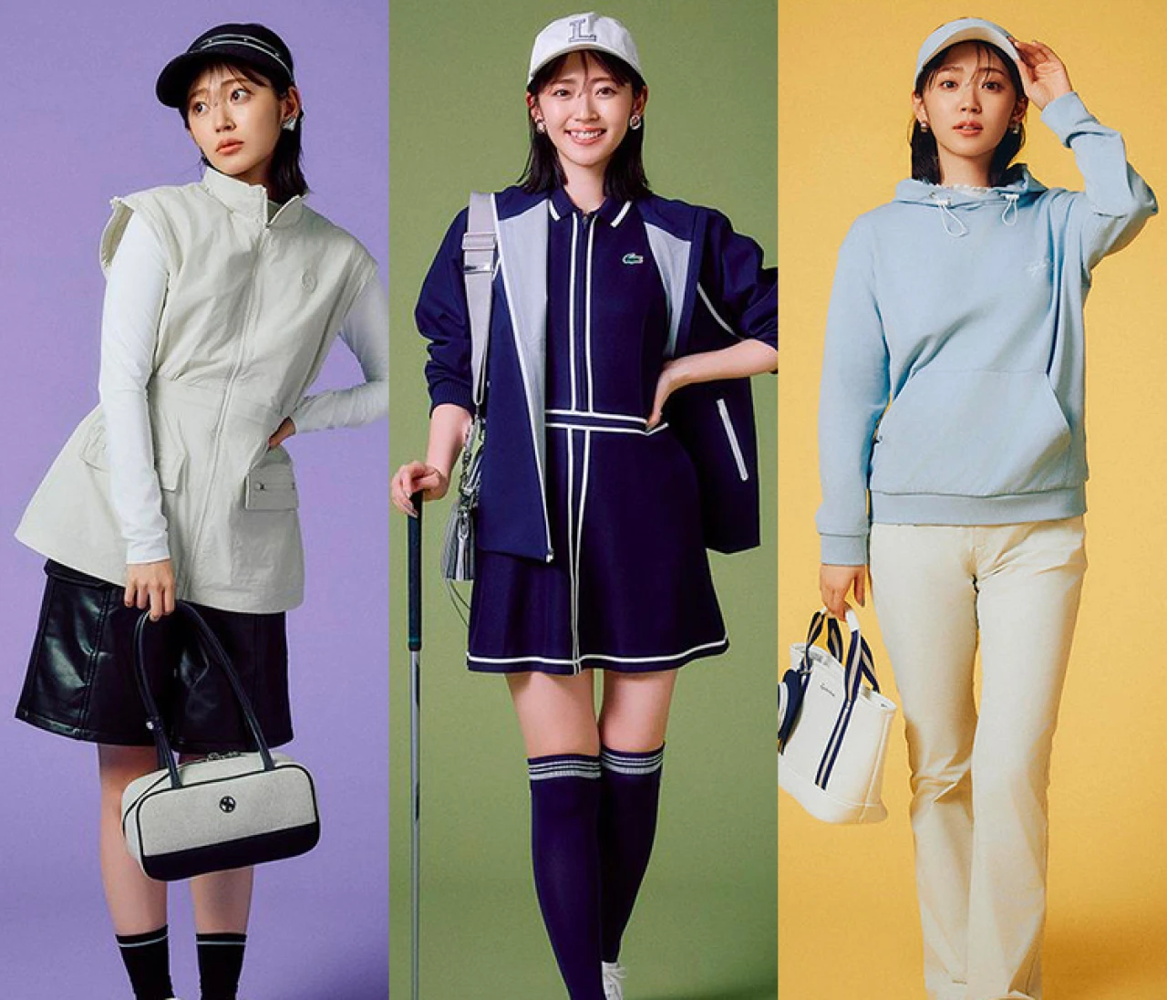 鈴木愛理さんが着こなす【30代のための洒落感ゴルフスタイル19コーデ】ゼクシィミックス、ニューエラ、テーラーメイド、ラコステ、アディダスから厳選！