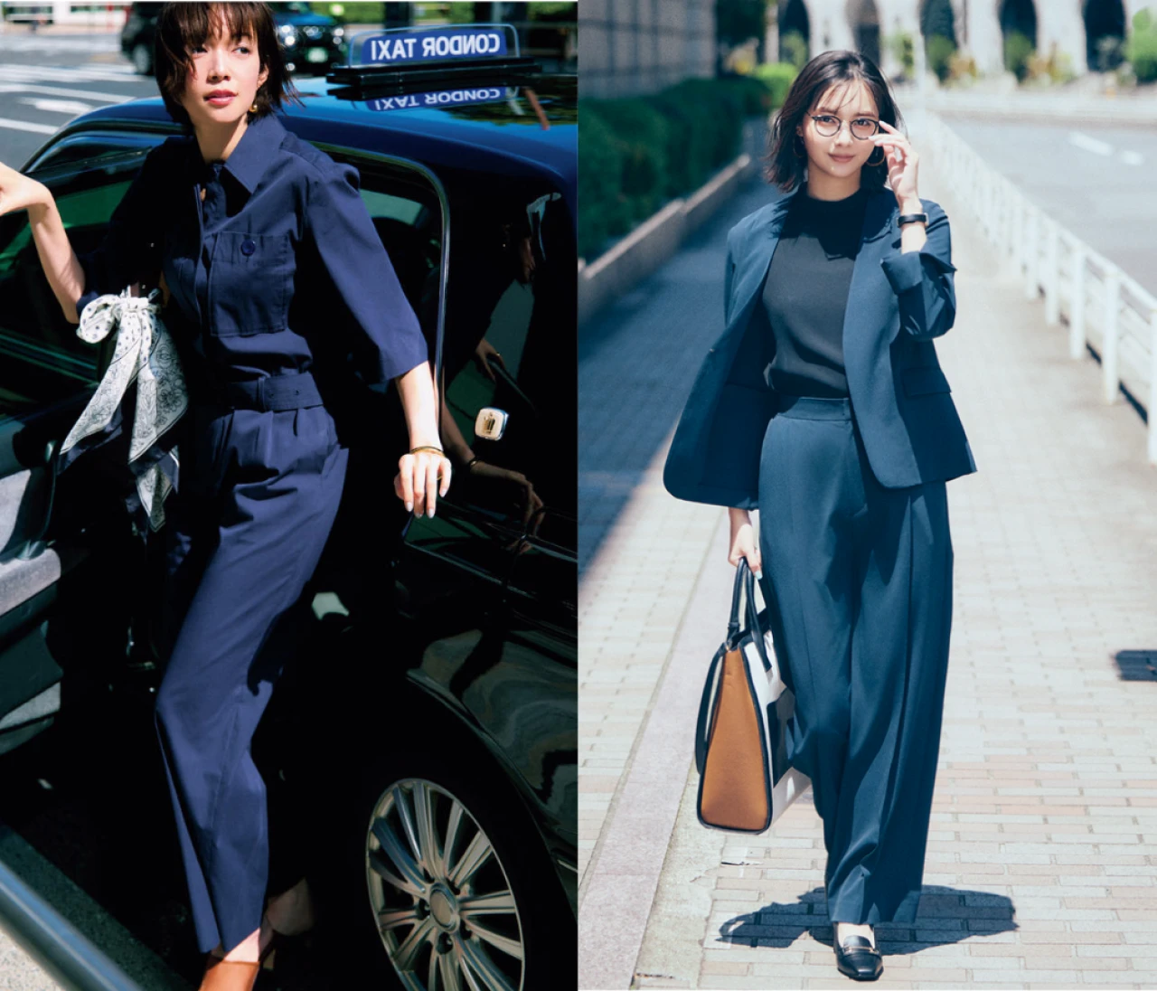 【初秋】大人女子ネイビーコーデ13選！ ブラウス、オールインワン、Tシャツ…大人女子の品を格上げするネイビーがオフィスでも休日でも主役