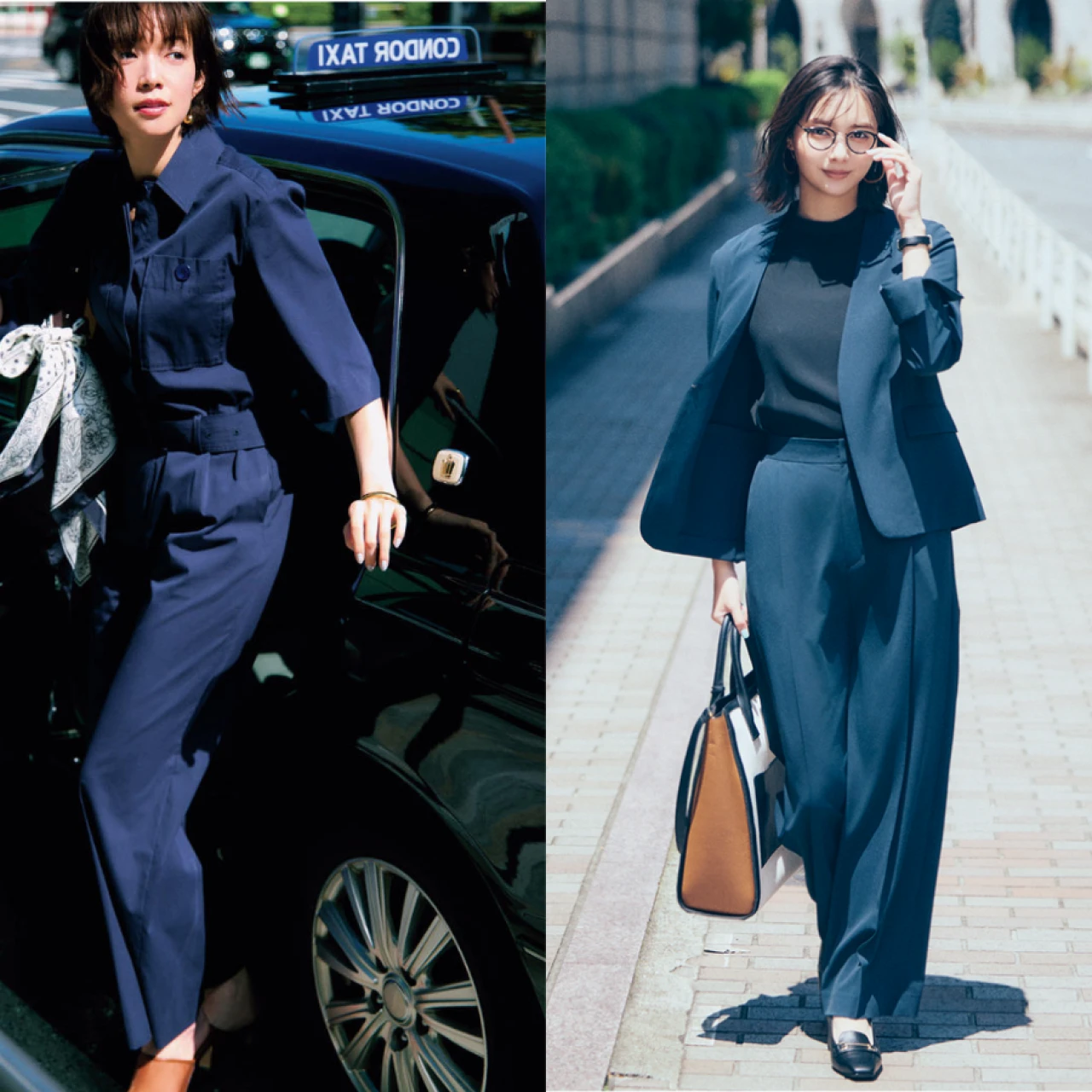 【初秋】大人女子ネイビーコーデ13選! ブラウス、オールインワン、Tシャツ…大人女子の品を格上げするネイビーがオフィスでも休日でも主役