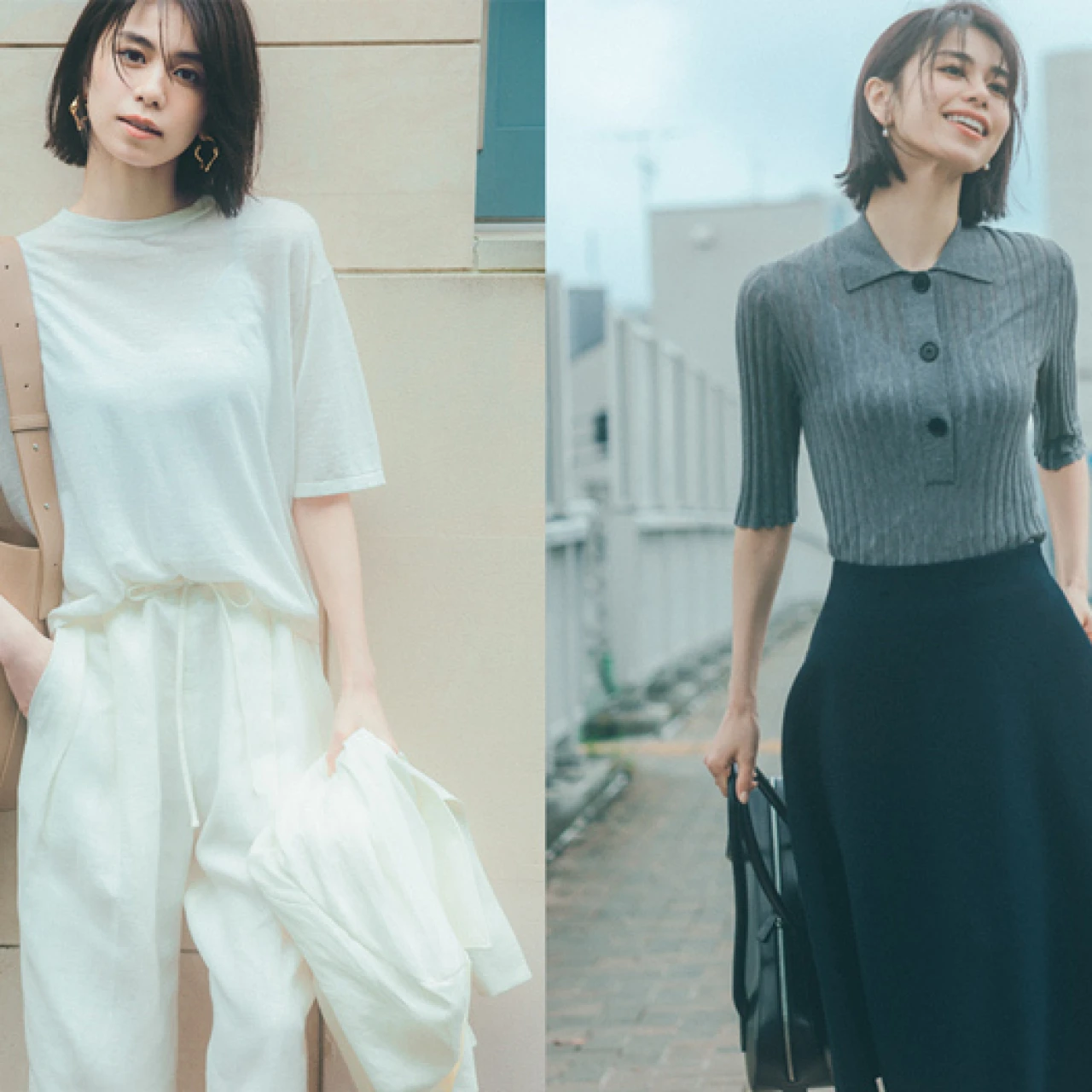 【今年の夏はサマーニットが推し】通勤コーデにはきれい見えするニットTやポロニットが大活躍!