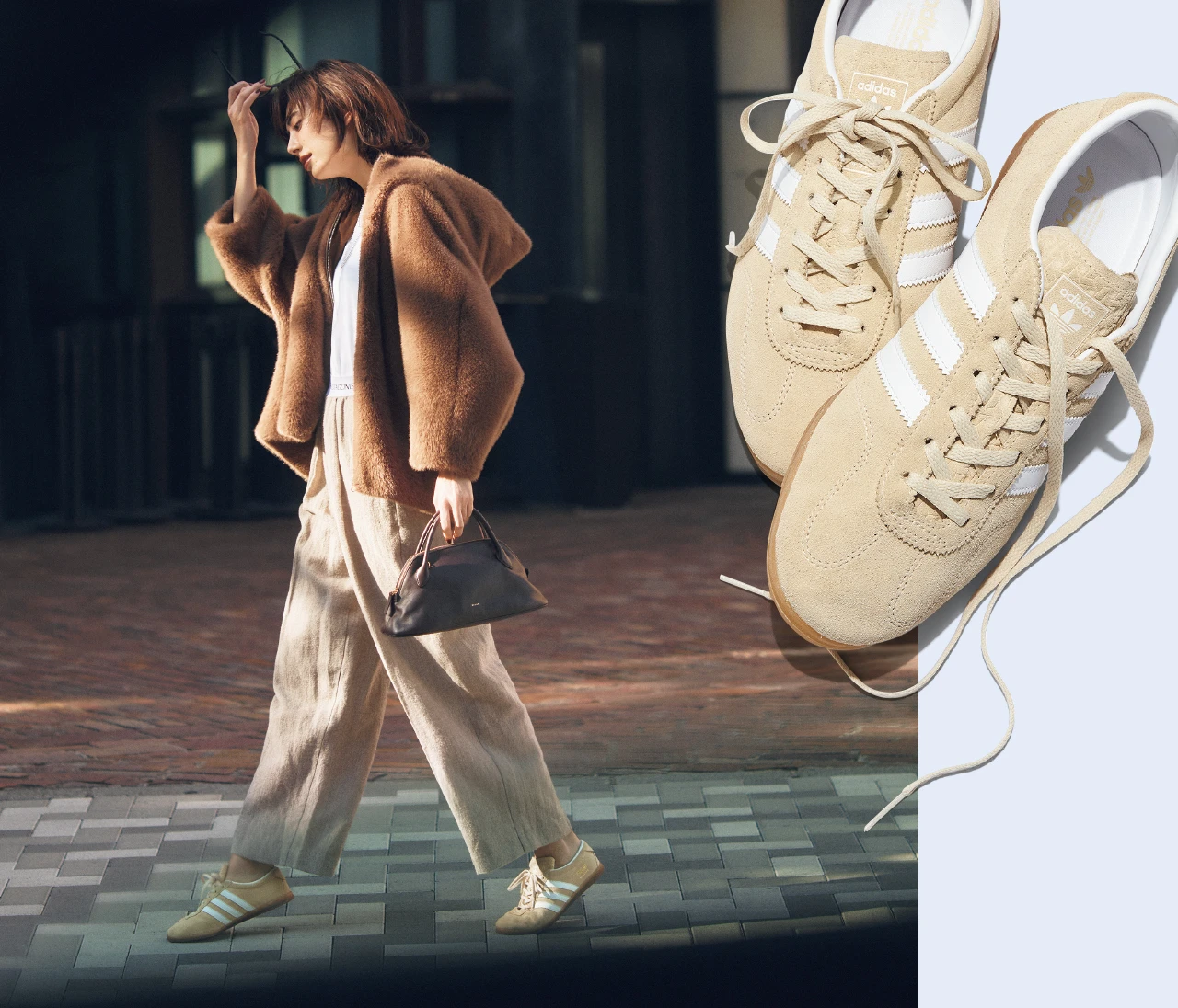 今冬のトレンド・「アディダス オリジナルス」の薄底スニーカー、きれいめにどう合わせる?