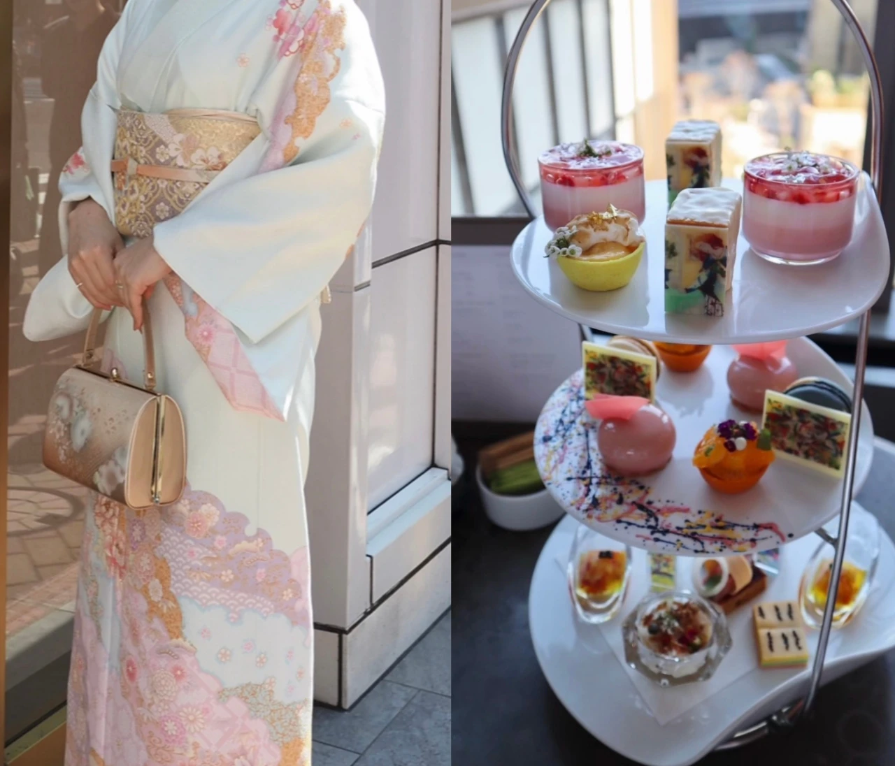 ジャヌ東京のアフタヌーンティーを訪問着で/ 東京タワーを望む非日常のご褒美時間