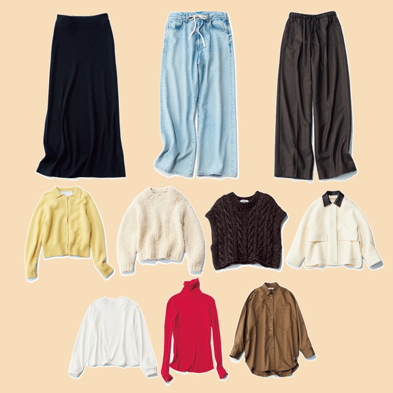 外食が増える時期はウエストが楽なボトムが主役！【12月のワードローブ10選】