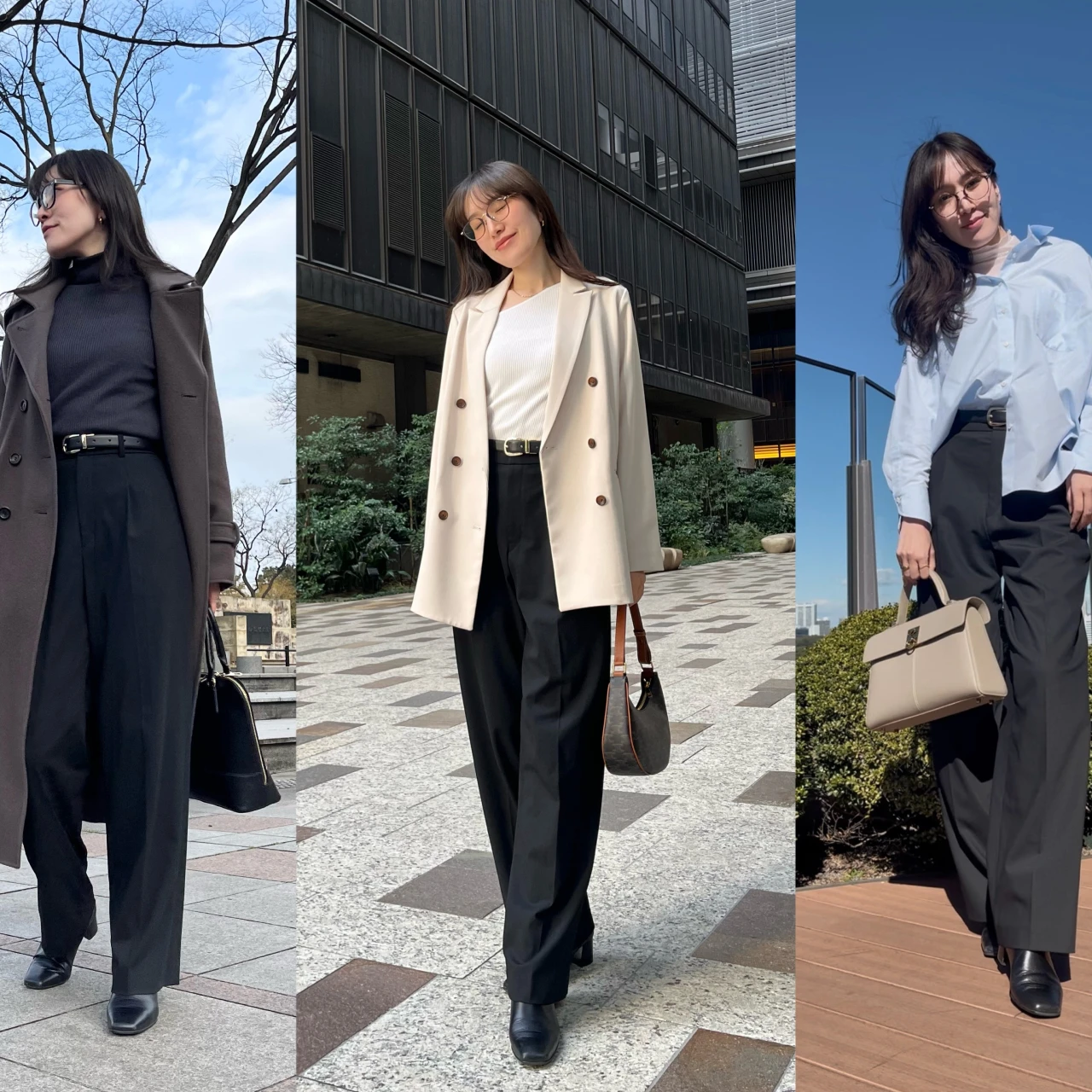 【UNIQLO(ユニクロ)】やっぱり使えるタックワイドパンツ!ブラックを使った通勤コーデ3選