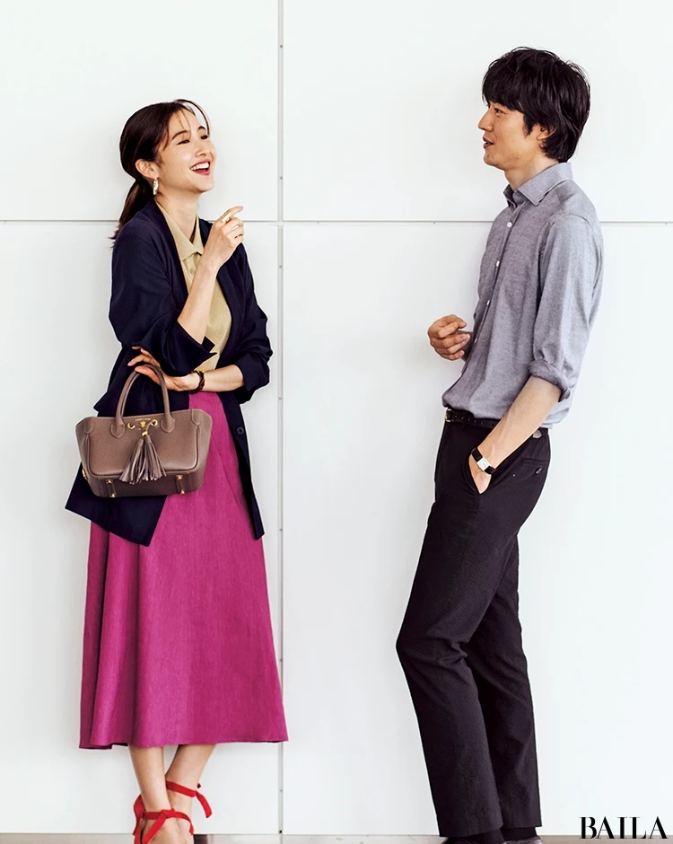 会議の日は、紺ジャケット×旬色ポロニットのきれいめスタイルで【2019/7/17のコーデ】_1