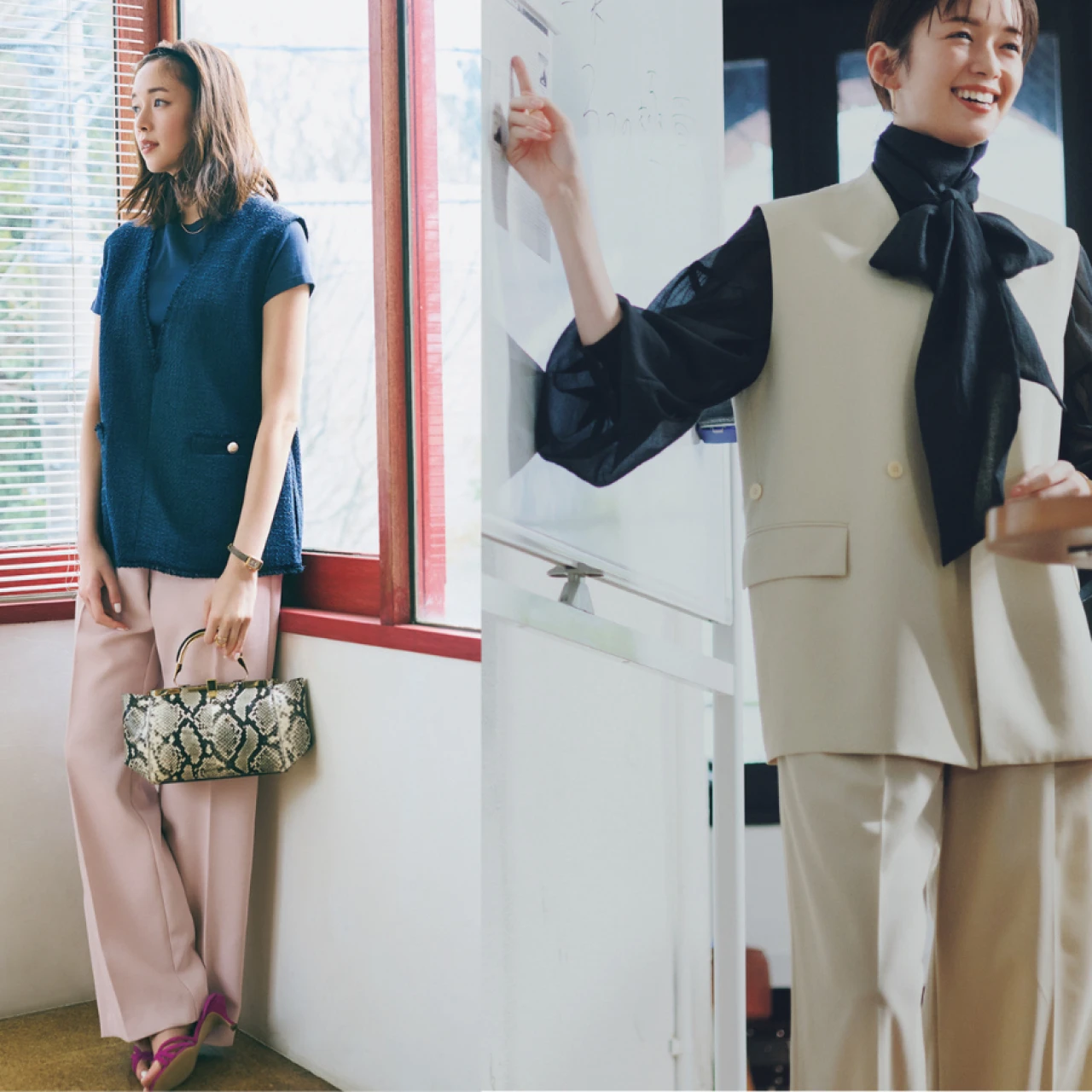 【最新】大人女子ジレコーデ20選！ ウール、混紡、ツイード、ポリエステル…素材やデザインでオフィスカジュアルから休日まで着まわせる！