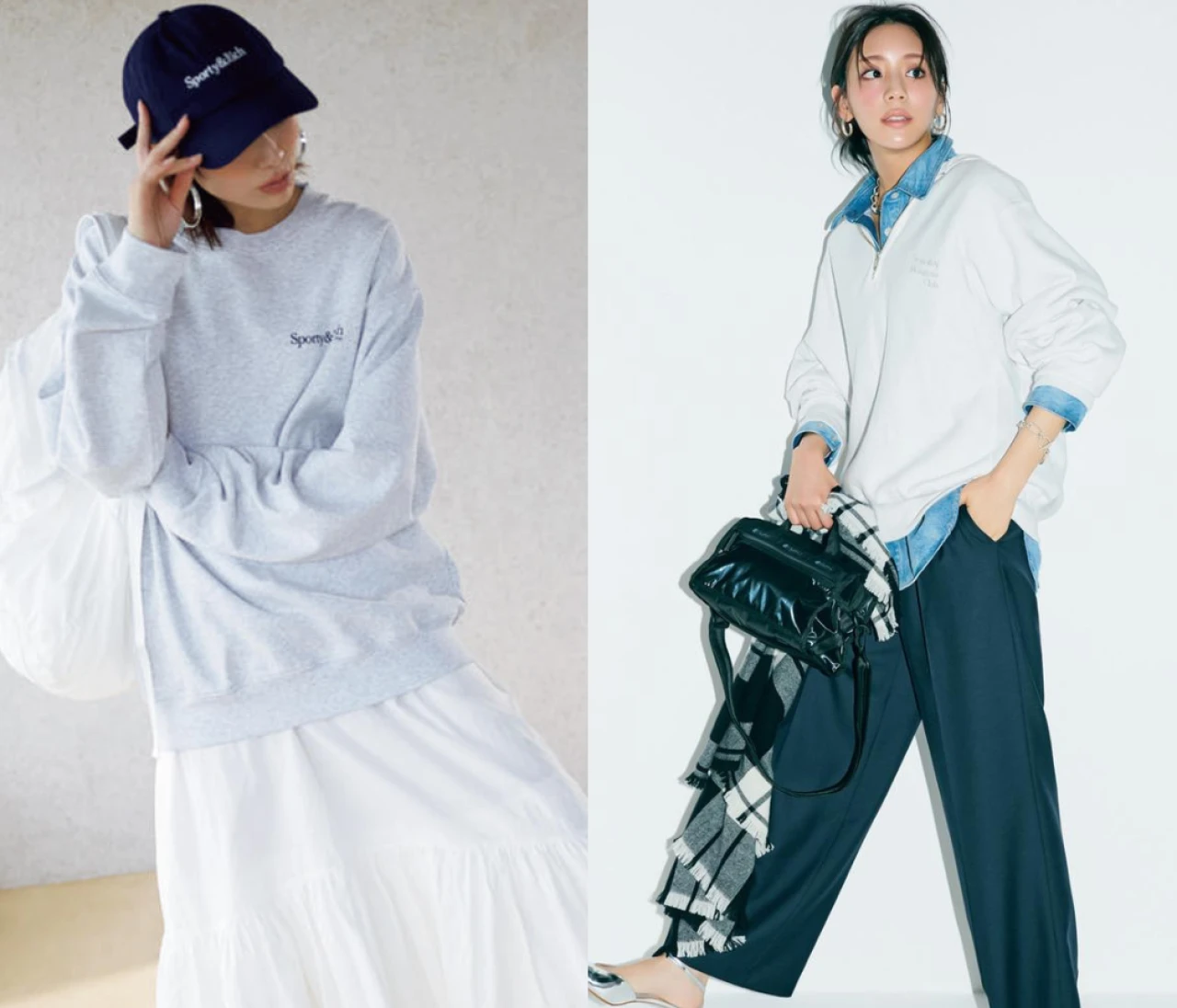 【2026年】大人女子 春の「スウェットコーデ」19選。 ロゴ、ハーフジップ、パンツ…どのスウェットも可愛い！ おしゃれ読者のリアルな着こなしも注目。