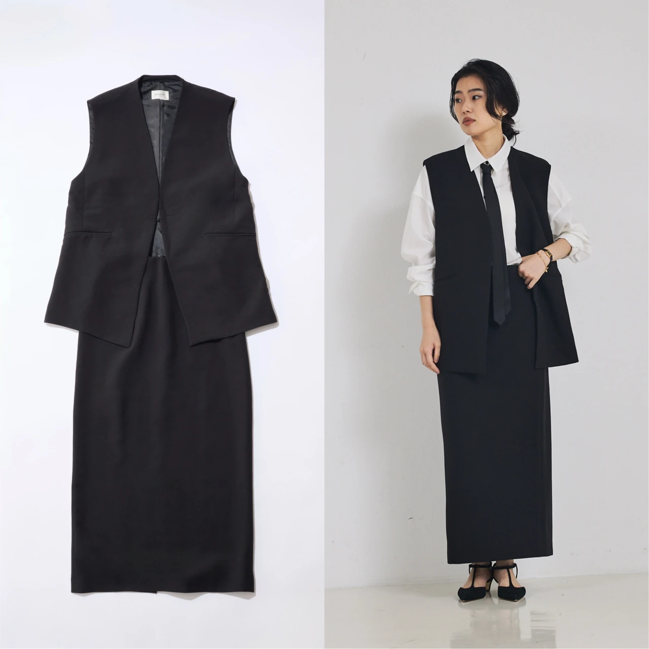 着心地ラクなのにきれい見え【ルージュ・ヴィフ ラクレ】のジレセットアップが登壇シーンに最適！｜好印象が狙える“最旬”登壇服 Vol.7