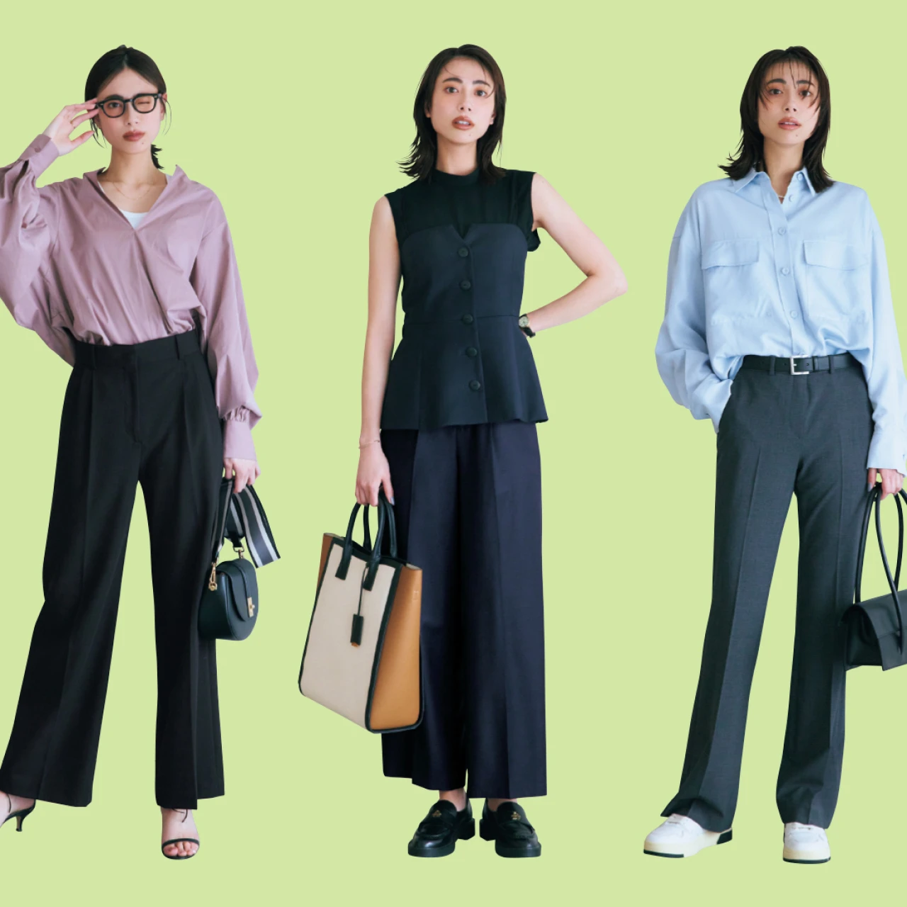 「セオリー」、「デ・プレ」ほか通勤パンツのトレンドは”すらっと見せる”へ移行中！【働く30代に最高のオフィス服】
