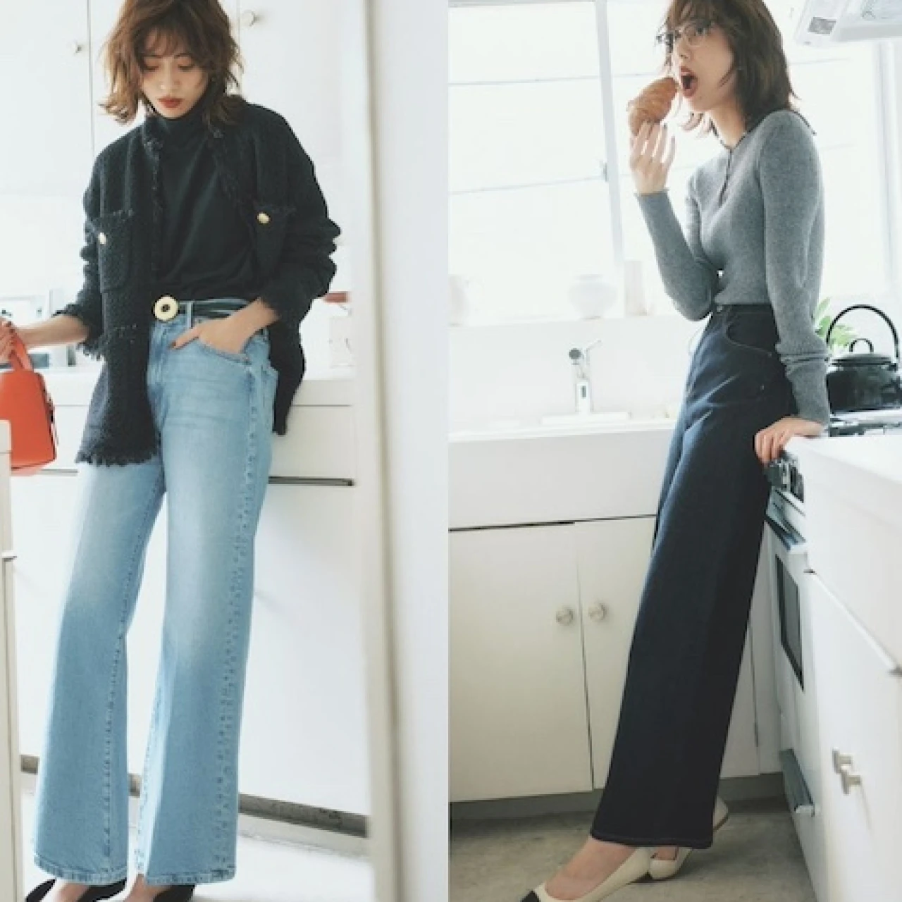 がっしり下半身をカモフラージュするワイドストレートデニム3選【大人のための“体がきれいに見える”旬デニム】