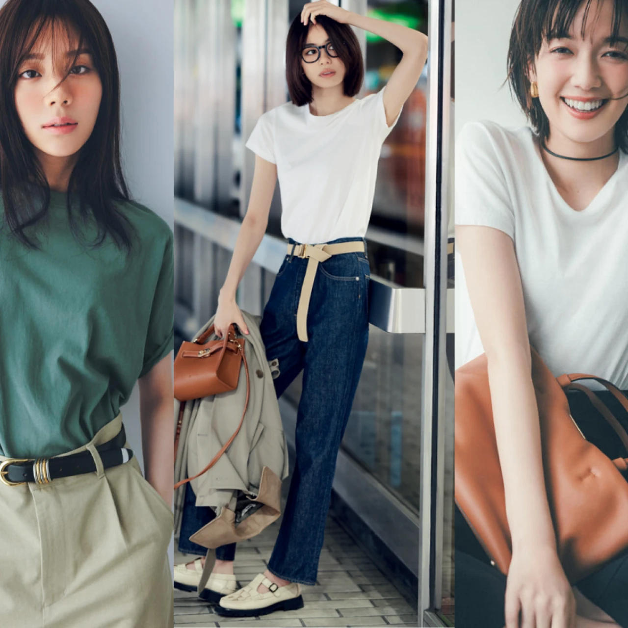 最新レディース Tシャツコーデ45選! 白、黒、ネイビー、ベージュ…30代40代大人女子こそ定番のTシャツの着こなしを参考に