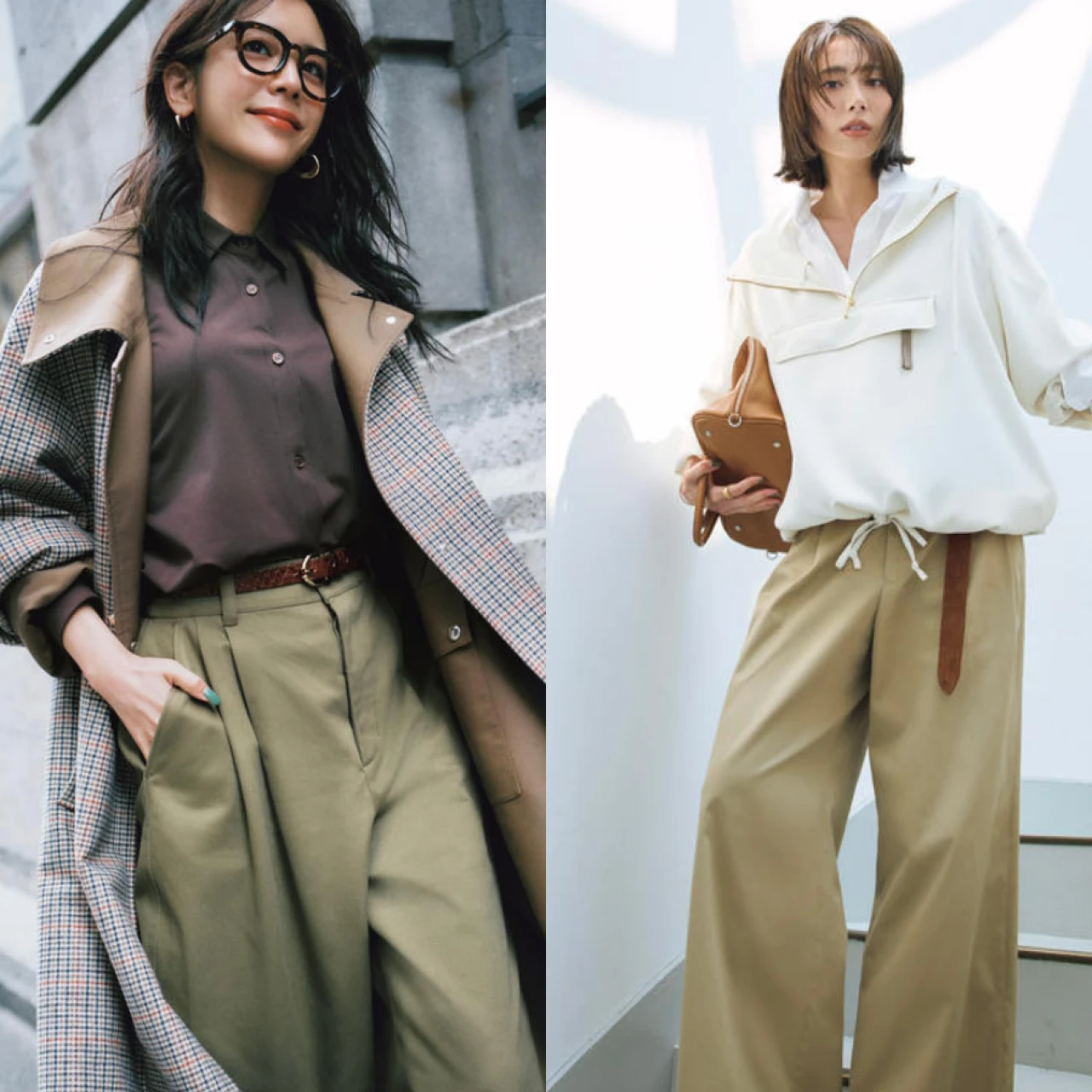 【2月3月の即戦力】 オンオフ大活躍「ベージュパンツ」コーデ12選。 大人女子のしっかり感のある着こなしにはベージュが頼れる。