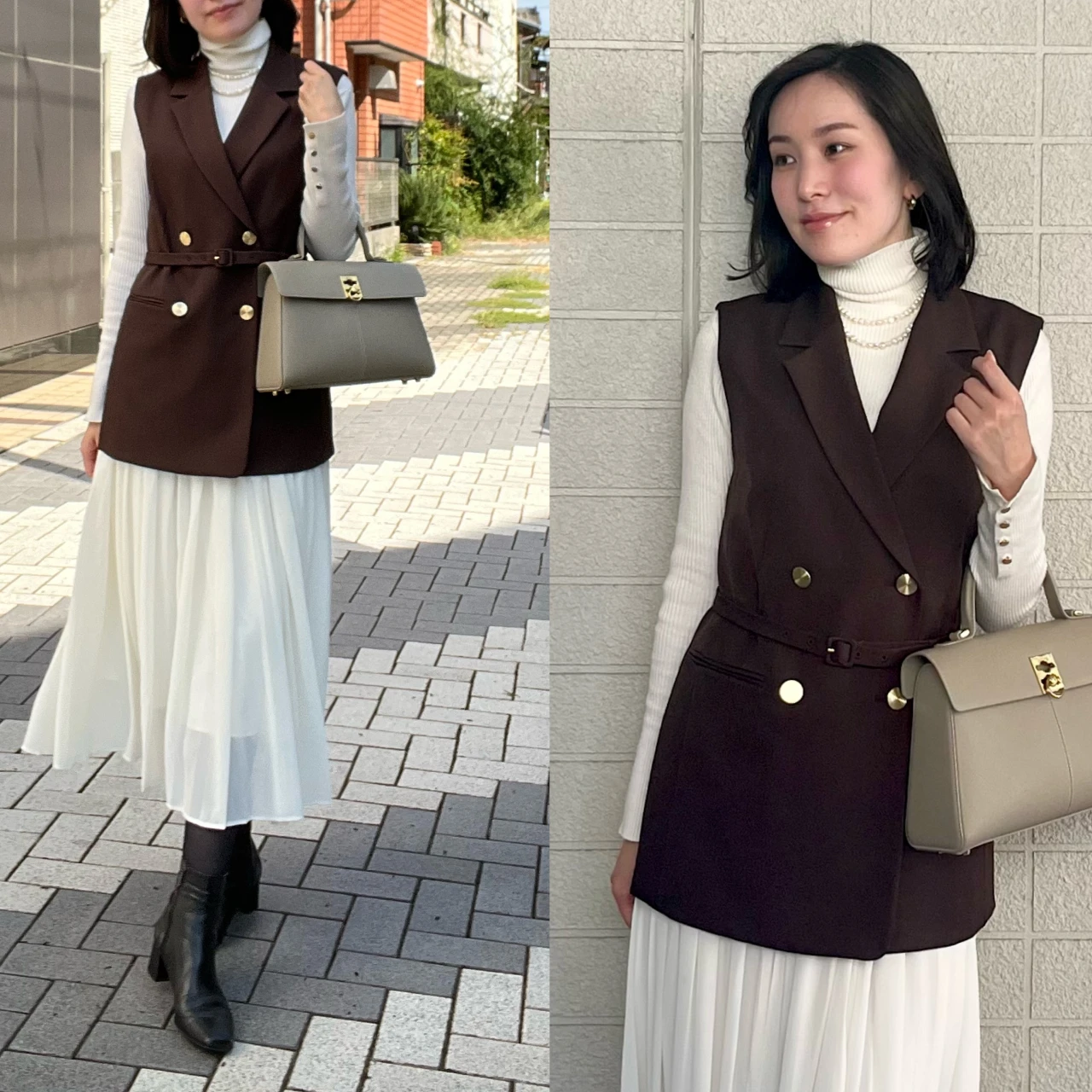 レイヤードが楽しい!ジレを使った冬のブラウンコーデ#ファッション部