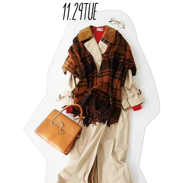 レッドを効かせて！　女っぷりが上がる冬のブラウンカラーコーデを楽しもう