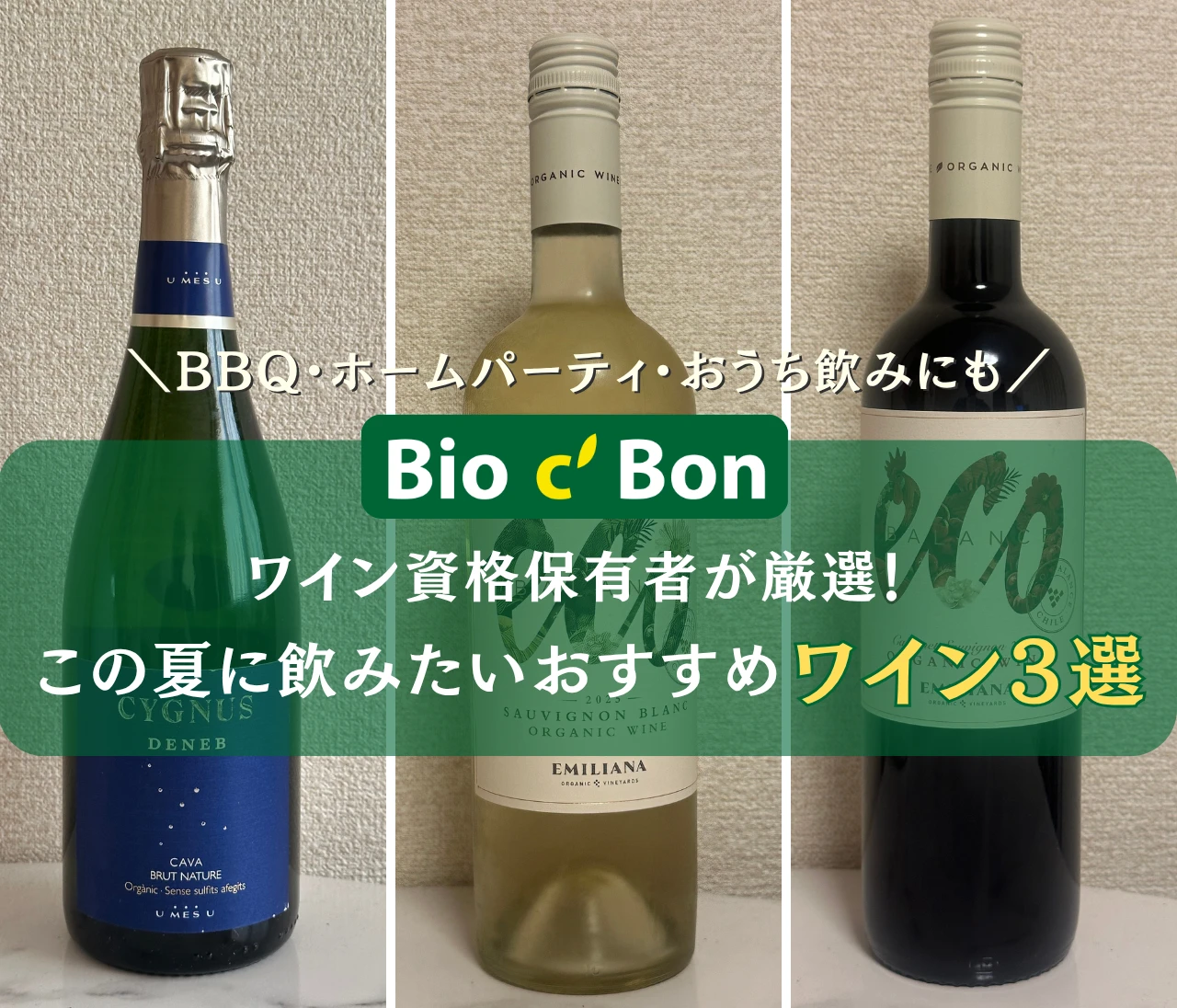 【ビオセボン】夏のBBQ・ホームパーティーで褒められる！1,000円台〜の資格保持者おすすめワイン3選＆ペアリング