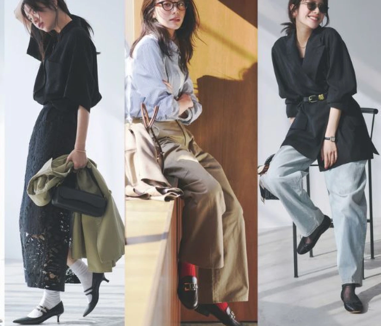 ボトムと靴のスキマは旬ソックスで洒落感UP！