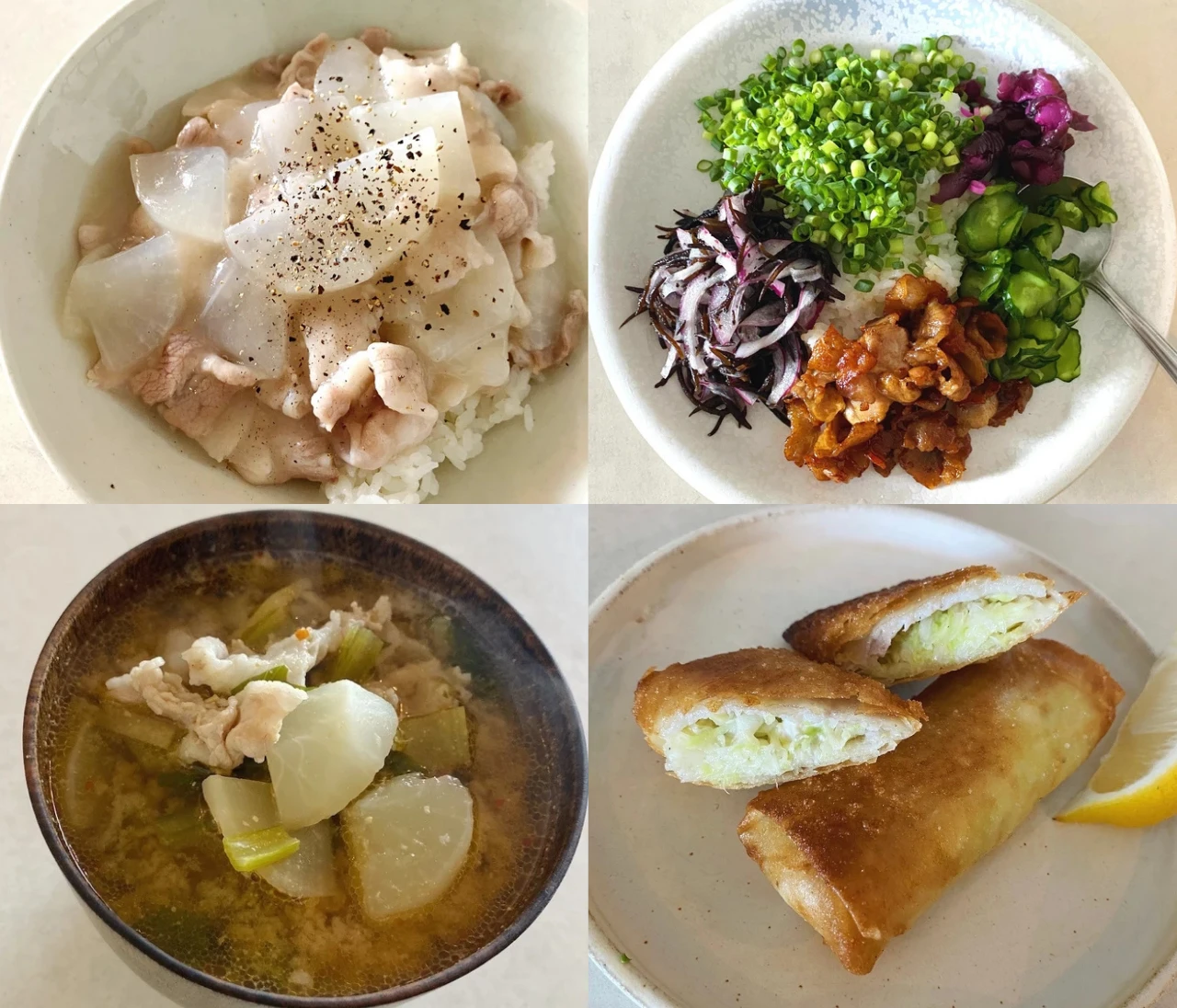 【長谷川あかりのご自愛ごはん】豚バラ肉を使った簡単レシピ6選。中華スープ、春巻き、豚汁。使い勝手抜群の食材で、今日のごはんに困ったときに！