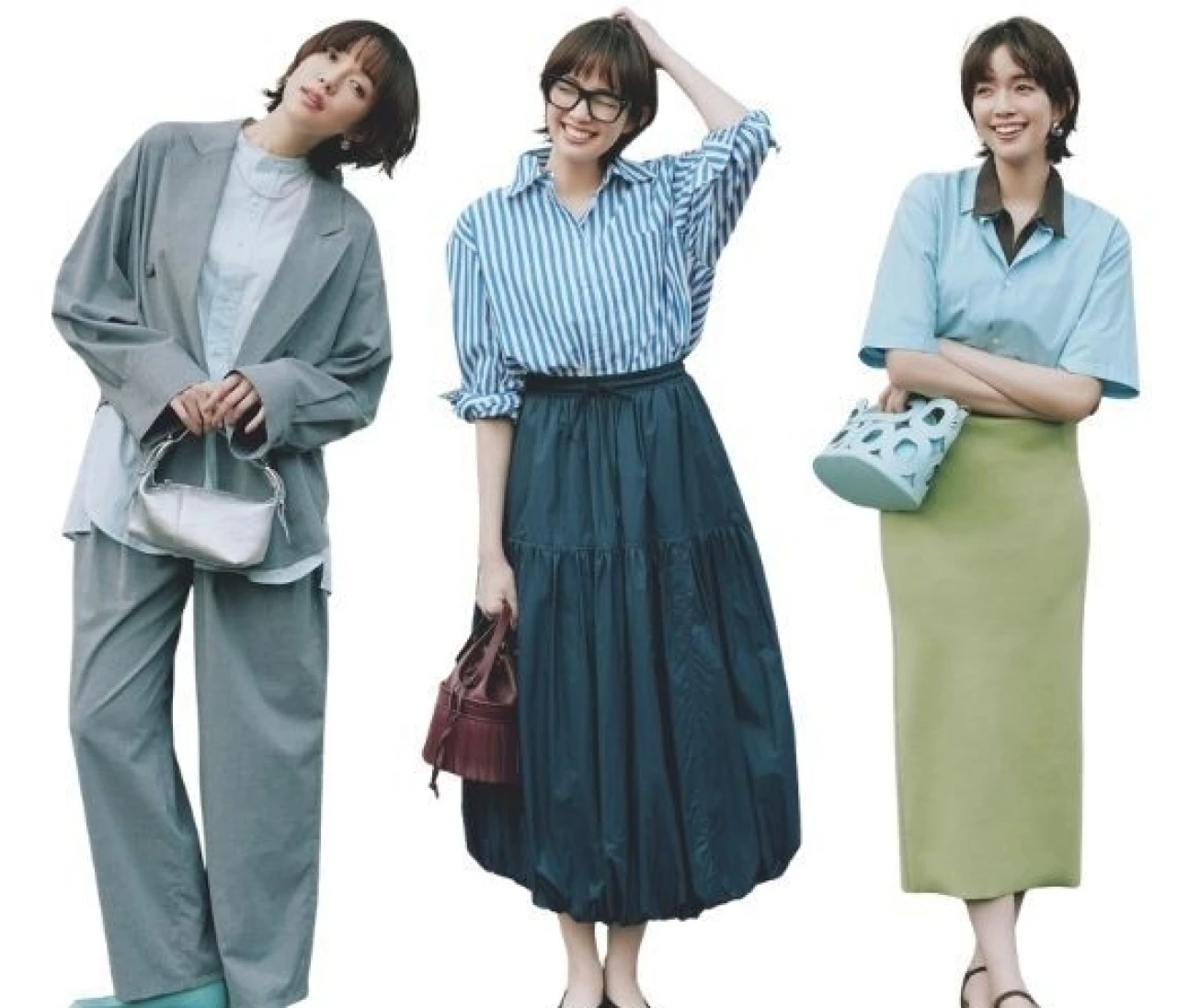 【働く30代女子のブルーシャツコーデ5選】甘くも辛くも印象変化するブルーシャツをとびきり自由に！