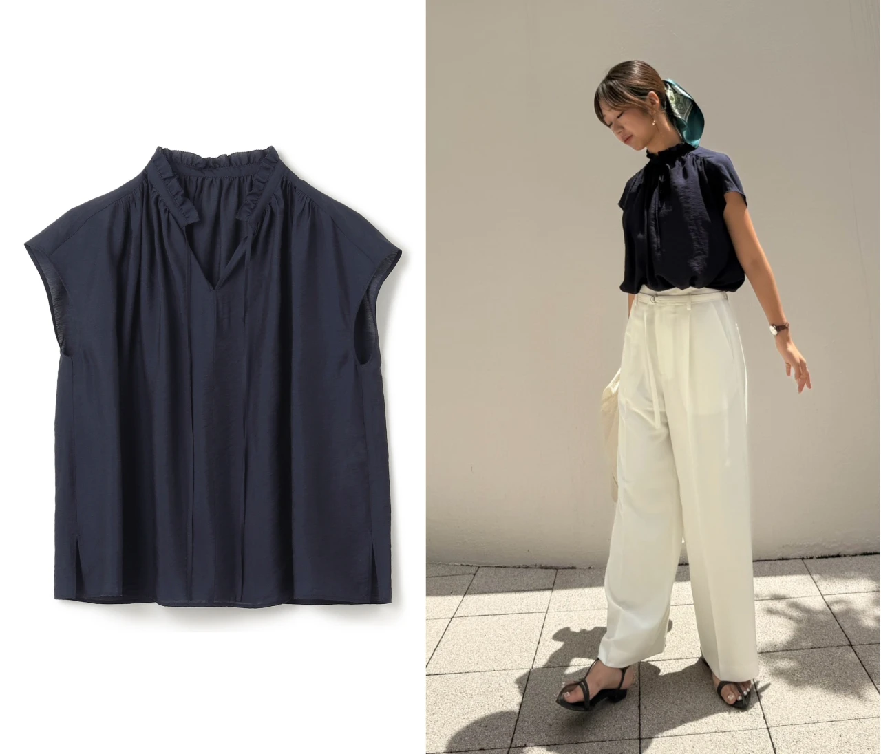 大人可愛いディテールが魅力♡【UNFILO(アンフィーロ)】の「ヴィンテージシアー ギャザーブラウス」が登壇シーンに最適!|好印象が狙える“最旬”登壇服 Vol.2