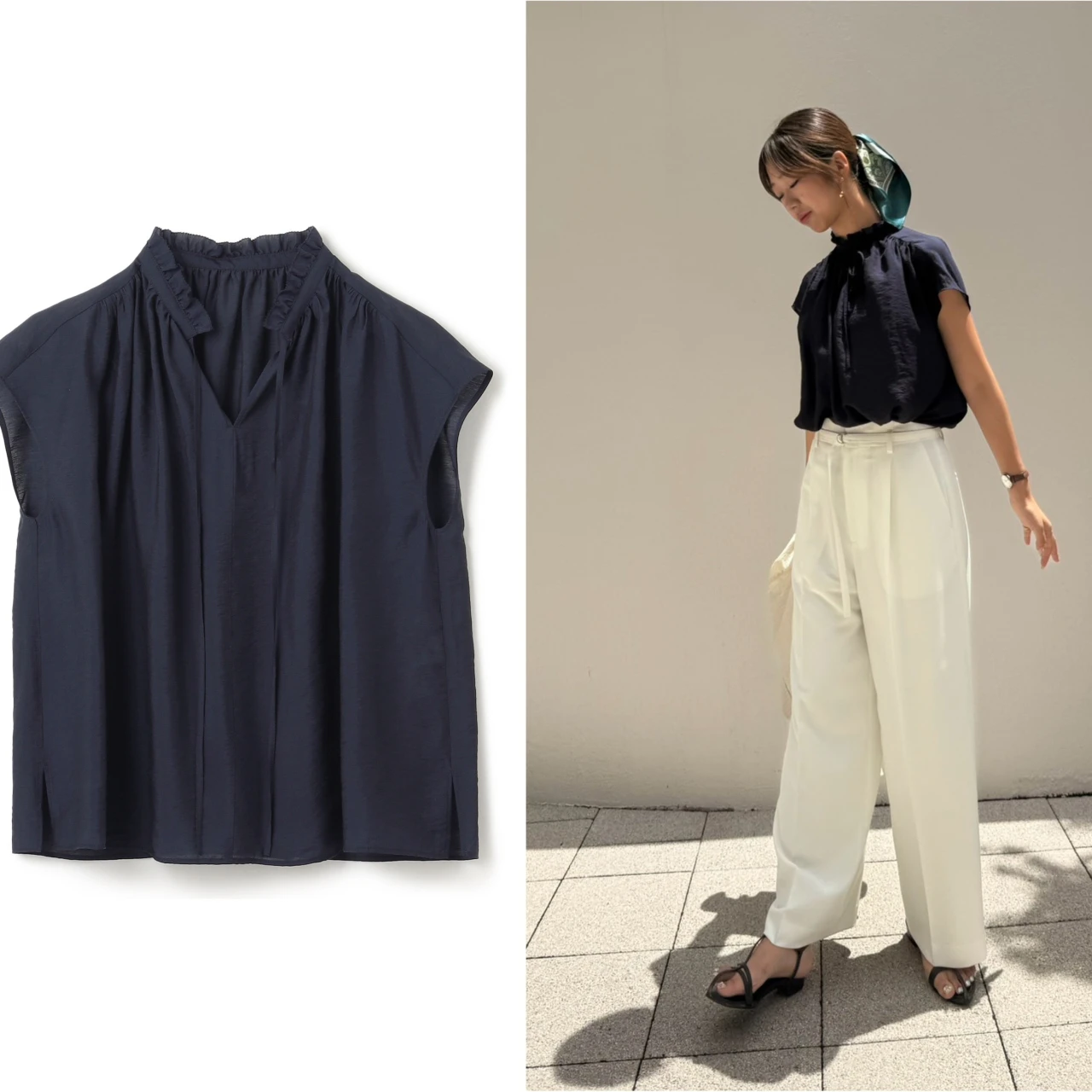 大人可愛いディテールが魅力♡【UNFILO(アンフィーロ)】の「ヴィンテージシアー ギャザーブラウス」が登壇シーンに最適!|好印象が狙える“最旬”登壇服 Vol.2