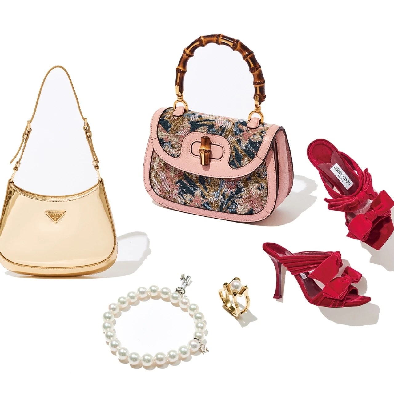 グッチやプラダの新作バッグ、ミキモトのパールジュエリー、ジミー チュウのリボンサンダルなど今年手に入れたい新作小物【今月のおしゃれニュース】