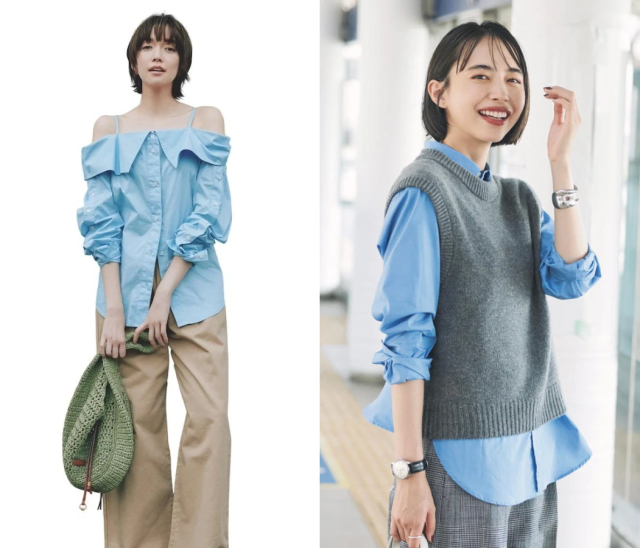 【2026年】大人女子 「ブルーシャツ」コーデ21選。知的で爽やかな“青“が夏の着こなしにマッチする。
