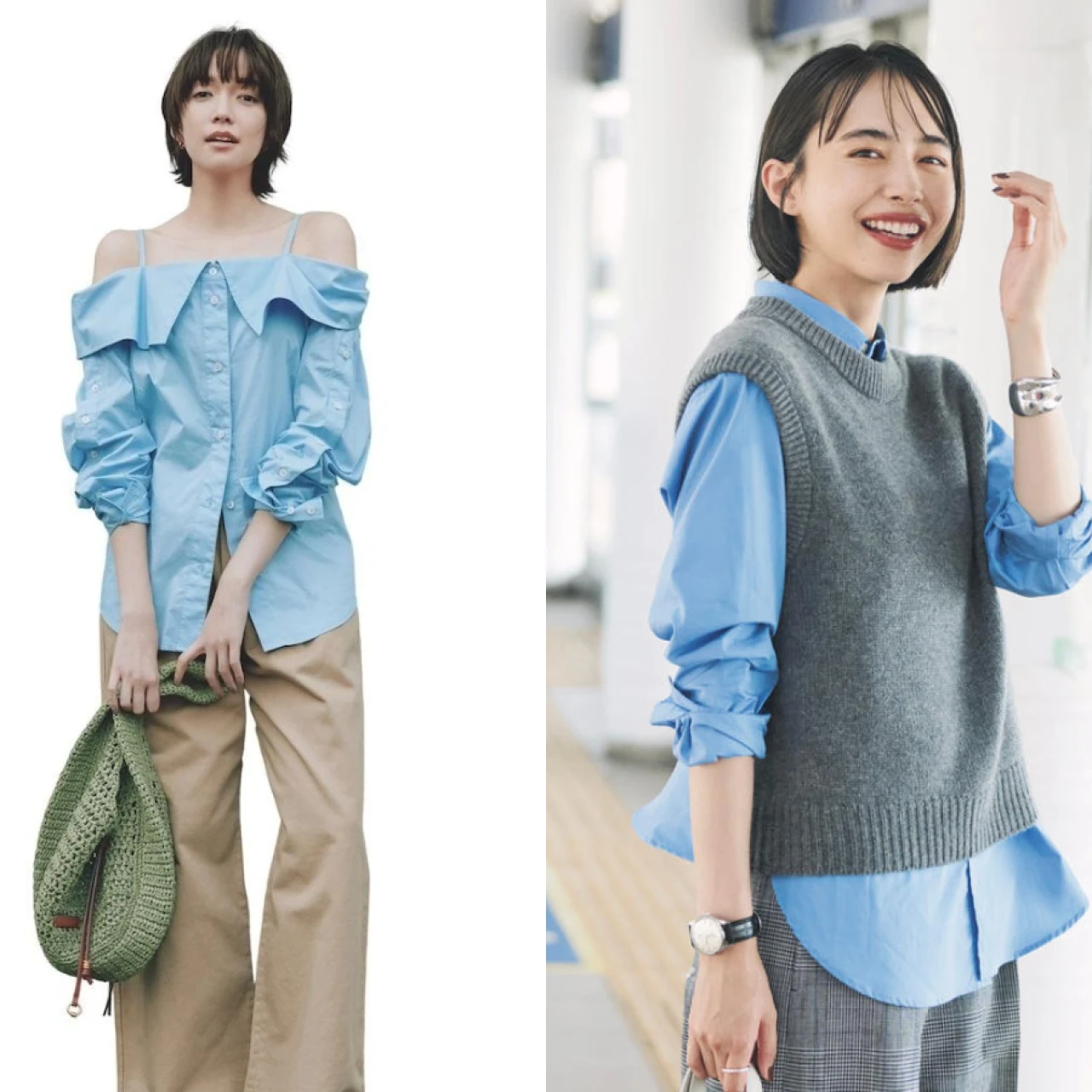 【2026年】大人女子 「ブルーシャツ」コーデ21選。知的で爽やかな“青“が夏の着こなしにマッチする。