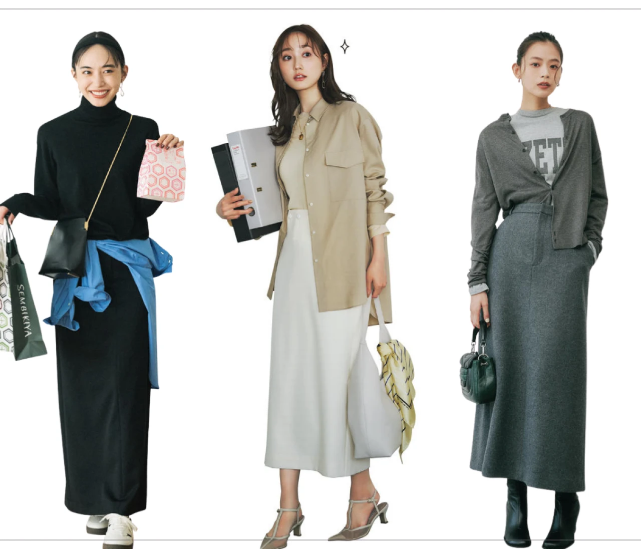 【2026年春】大人女子「タイトスカート」コーデ23選。 オフィスカジュアルも休日もOKな着こなしを、トップス別にまとめ。