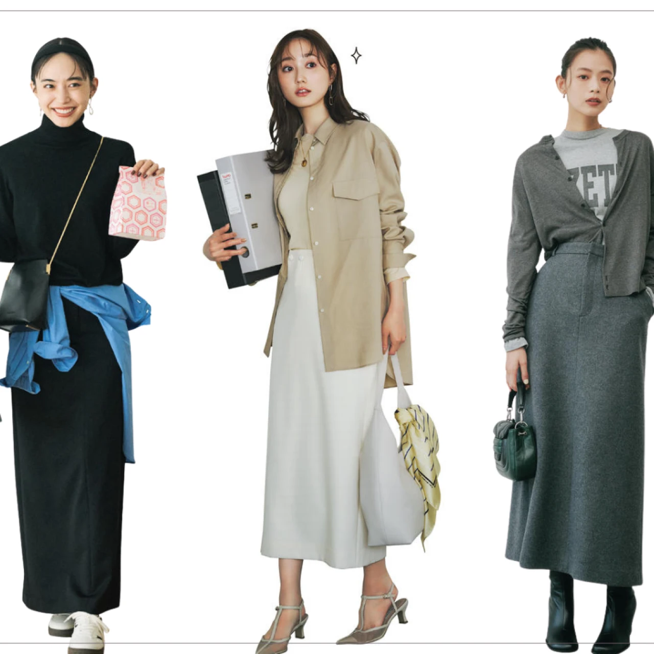 【2026年春】大人女子「タイトスカート」コーデ23選。 オフィスカジュアルも休日もOKな着こなしを、トップス別にまとめ。