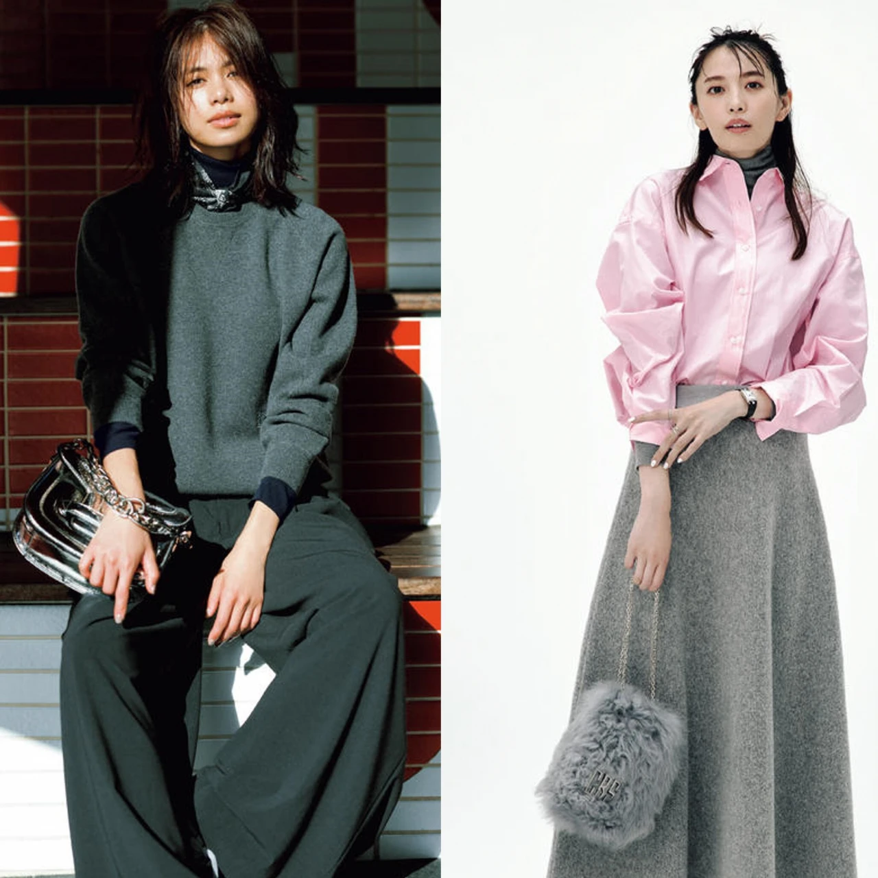 【“優しげグレー”の旬スタイル31コーデ】ニット、パンツ、スカート、小物にグレーを取り入れて♡