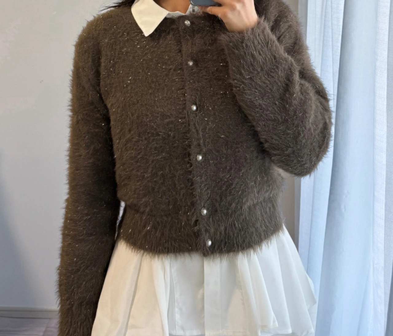 GUカーディガンで高見えオフィスコーデ｜ニットの光沢感ヤバいです