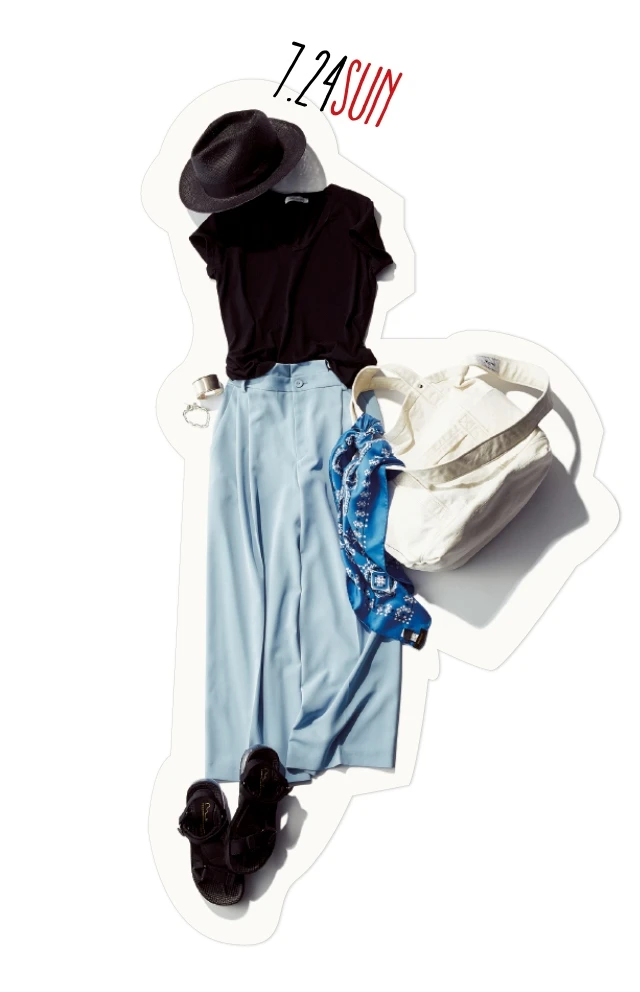 エフォートレスな涼感コーデで、野外でも楽ちん&きれいめに♡