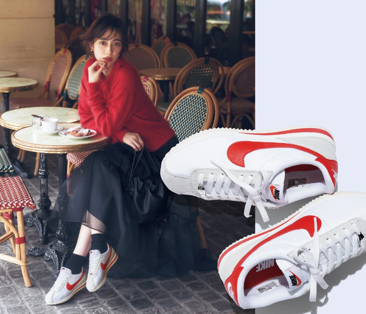 【「ナイキ」のローテクスニーカー】レディなコーデにおすすめ!チュールスカートの軽やかさにマッチします♡